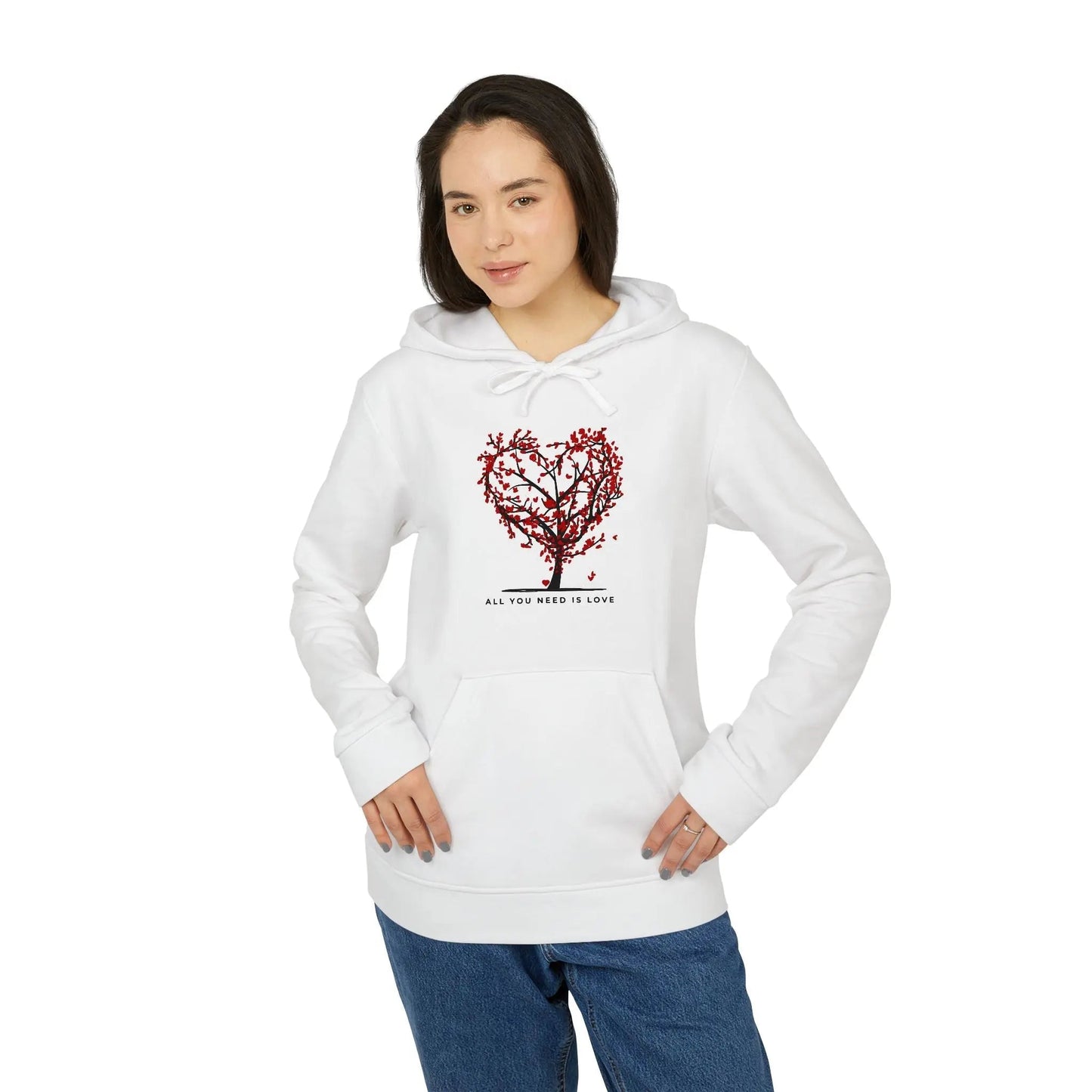 Adidas Unisex Fleece Hoodie - 'All You Need is Love' Design - Ormond Beach Boutique