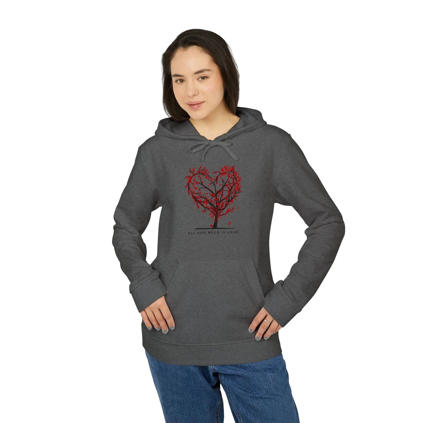 Adidas Unisex Fleece Hoodie - 'All You Need is Love' Design - Ormond Beach Boutique