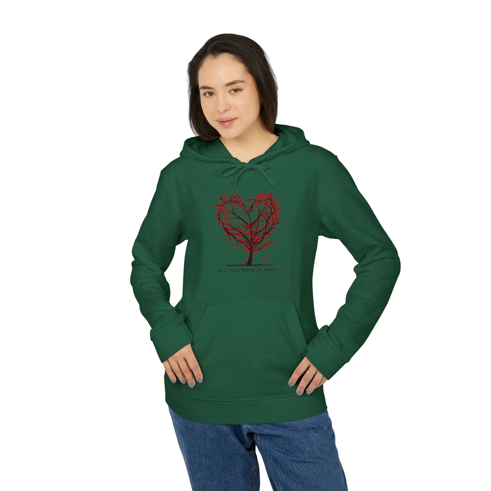 Adidas Unisex Fleece Hoodie - 'All You Need is Love' Design - Ormond Beach Boutique