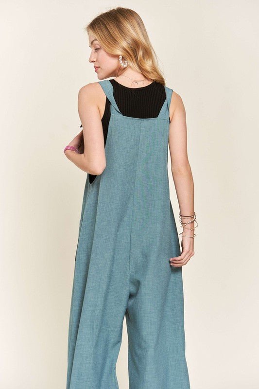 ADORA Knotted Wide Strap Wide Leg Overalls - Ormond Beach Boutique