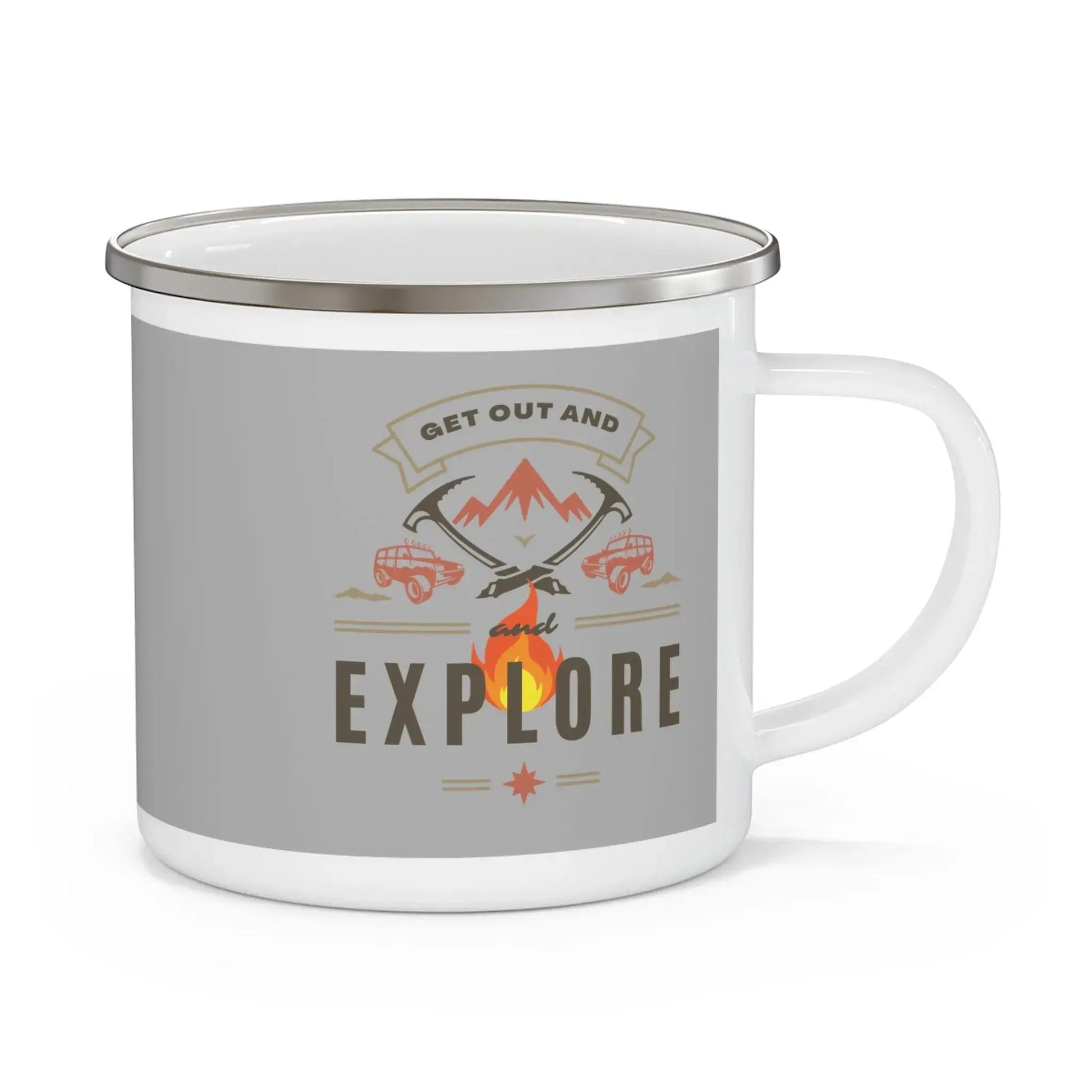 Adventure Camping Enamel Mug - 'Get Out and Explore' Design - Ormond Beach Boutique