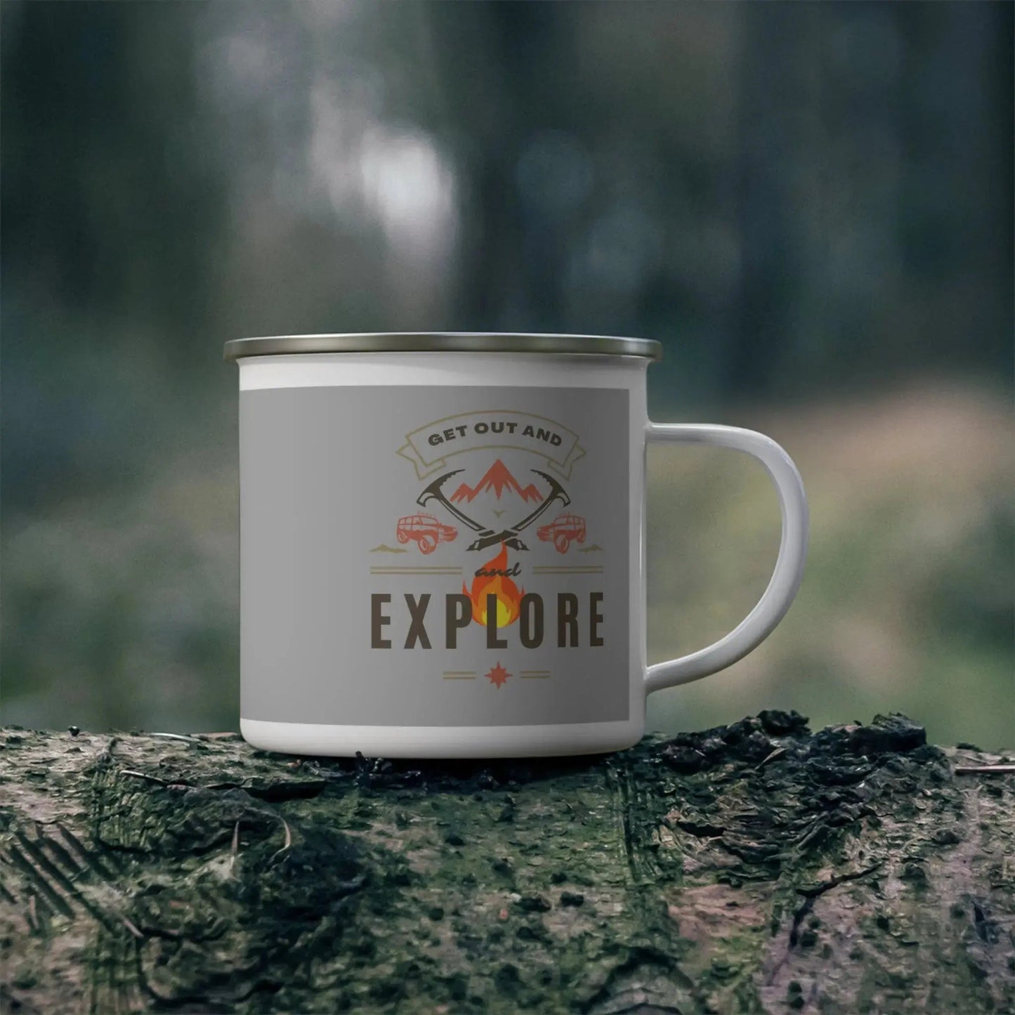 Adventure Camping Enamel Mug - 'Get Out and Explore' Design - Ormond Beach Boutique