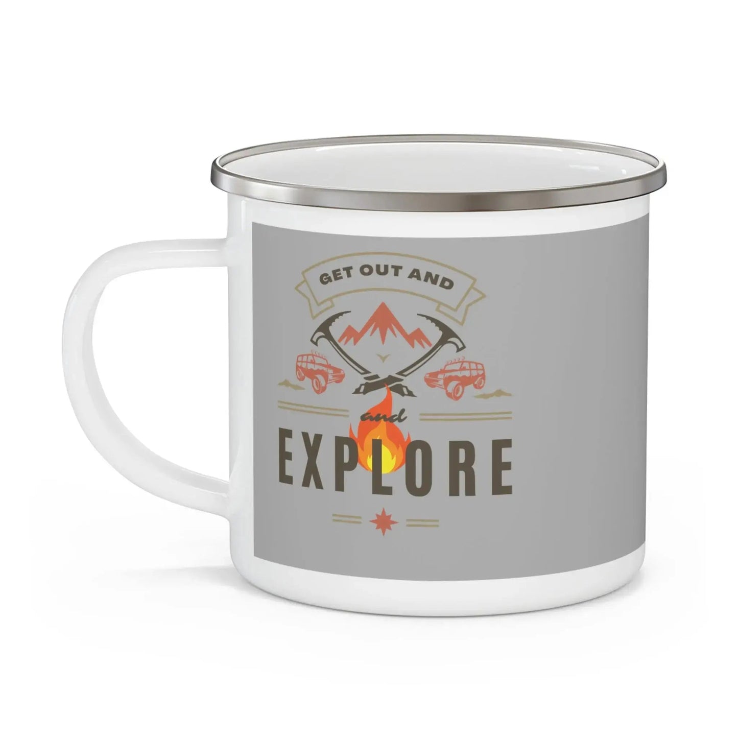 Adventure Camping Enamel Mug - 'Get Out and Explore' Design - Ormond Beach Boutique