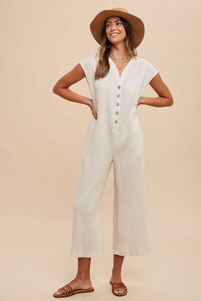 Annie Wear Button Detail Wide Leg Jumpsuit with Pockets - Ormond Beach BoutiqueTrendsiOrmond Beach Boutique7c9d1936 - 4733 - 4166 - b6ce - e60b776e347d - Min100100878741356100100878741356CreamS