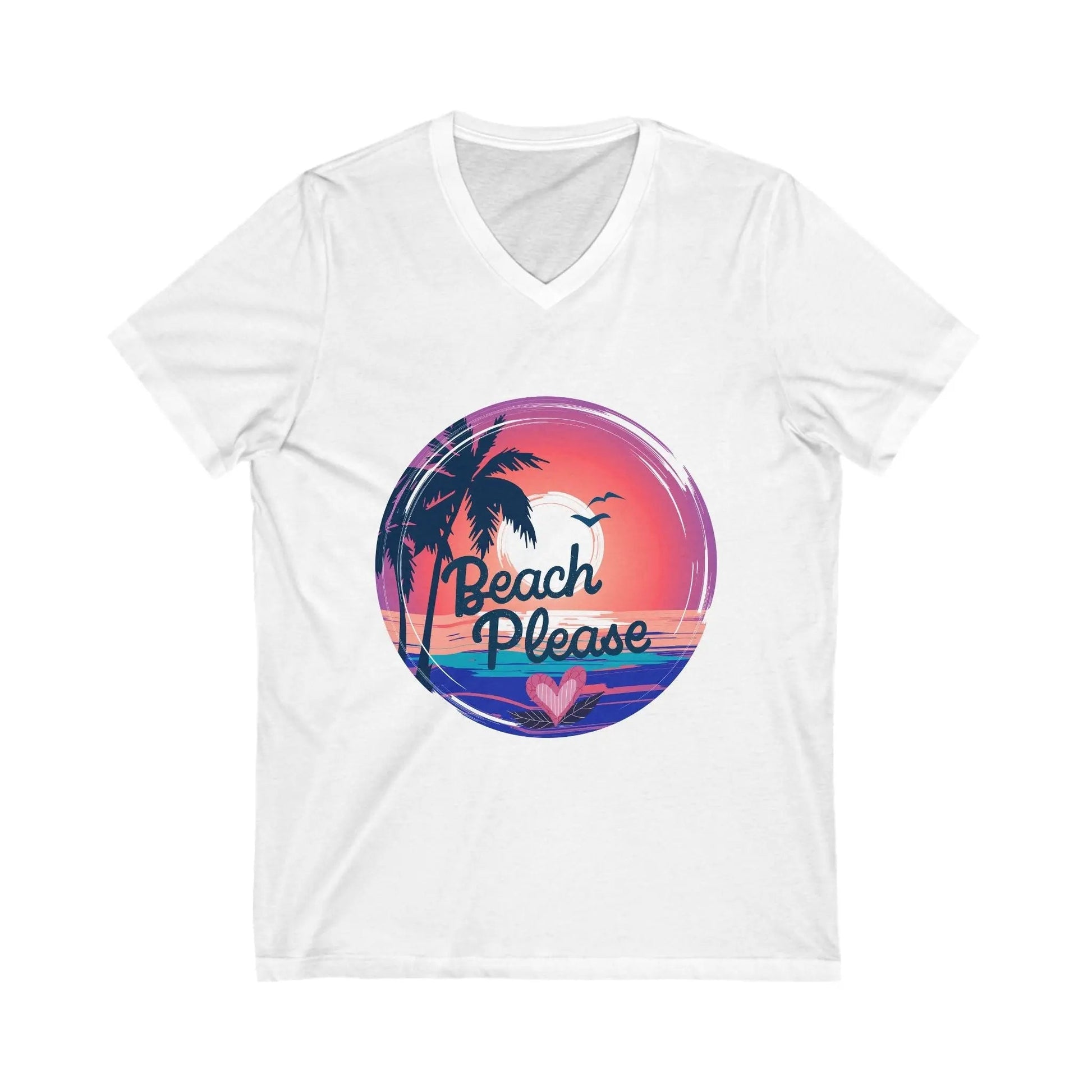 Beach Please Unisex Jersey Short Sleeve V - Neck Tee - Ormond Beach Boutique