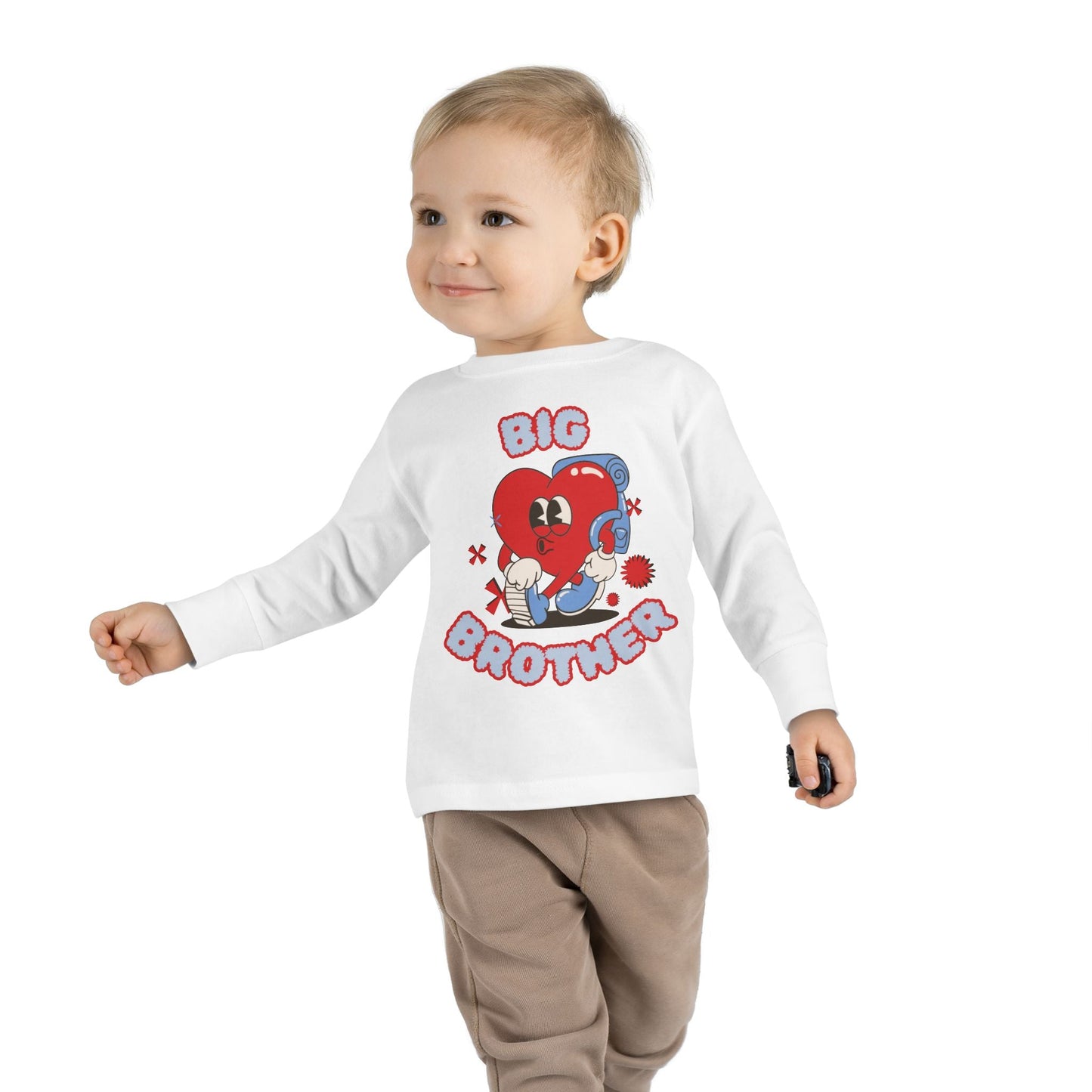 Big Brother Toddler Long Sleeve Tee - Cute Heart Graphic for Kids - Ormond Beach Boutique