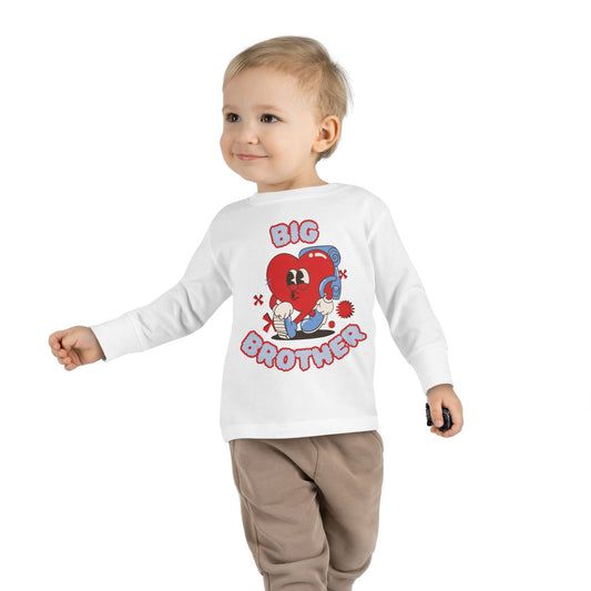 Big Brother Toddler Long Sleeve Tee - Cute Heart Graphic for Kids - Ormond Beach Boutique