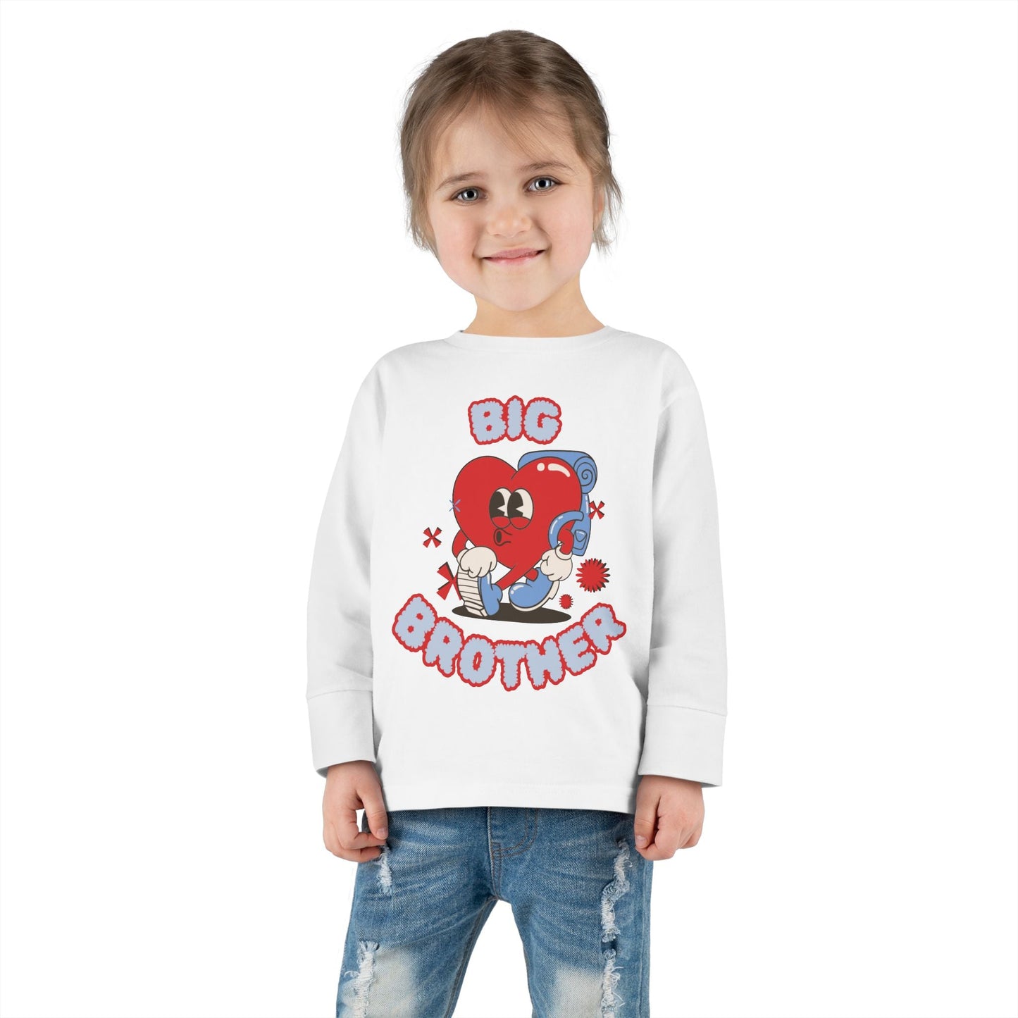 Big Brother Toddler Long Sleeve Tee - Cute Heart Graphic for Kids - Ormond Beach Boutique