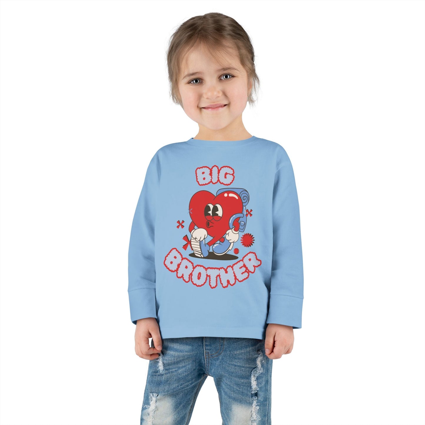 Big Brother Toddler Long Sleeve Tee - Cute Heart Graphic for Kids - Ormond Beach Boutique