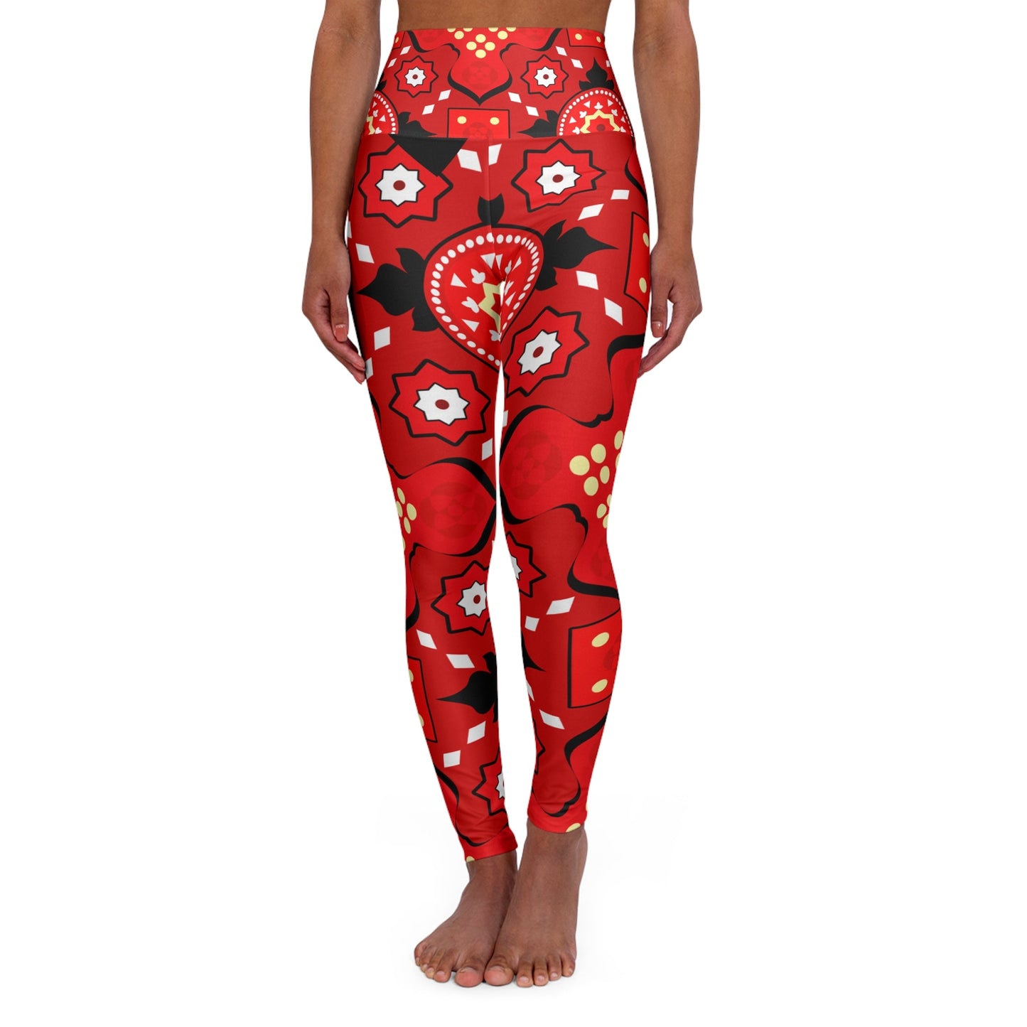 Bold Floral High Waisted Yoga Leggings for Active Lifestyles - Ormond Beach Boutique