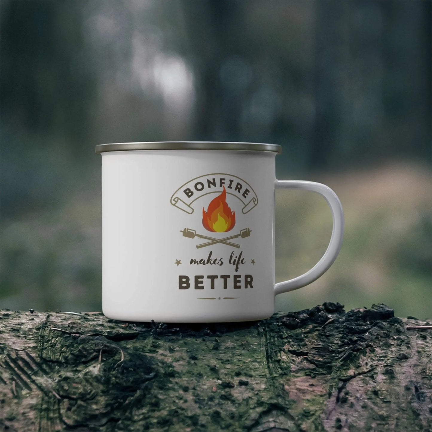 Bonfire Enamel Camping Mug - Adventure Awaits - Perfect for Outdoor Lovers - Ormond Beach Boutique