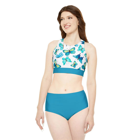 Butterfly Print Sporty Bikini Set - Stylish Swimwear for Pool Days & Vacations - Ormond Beach Boutique