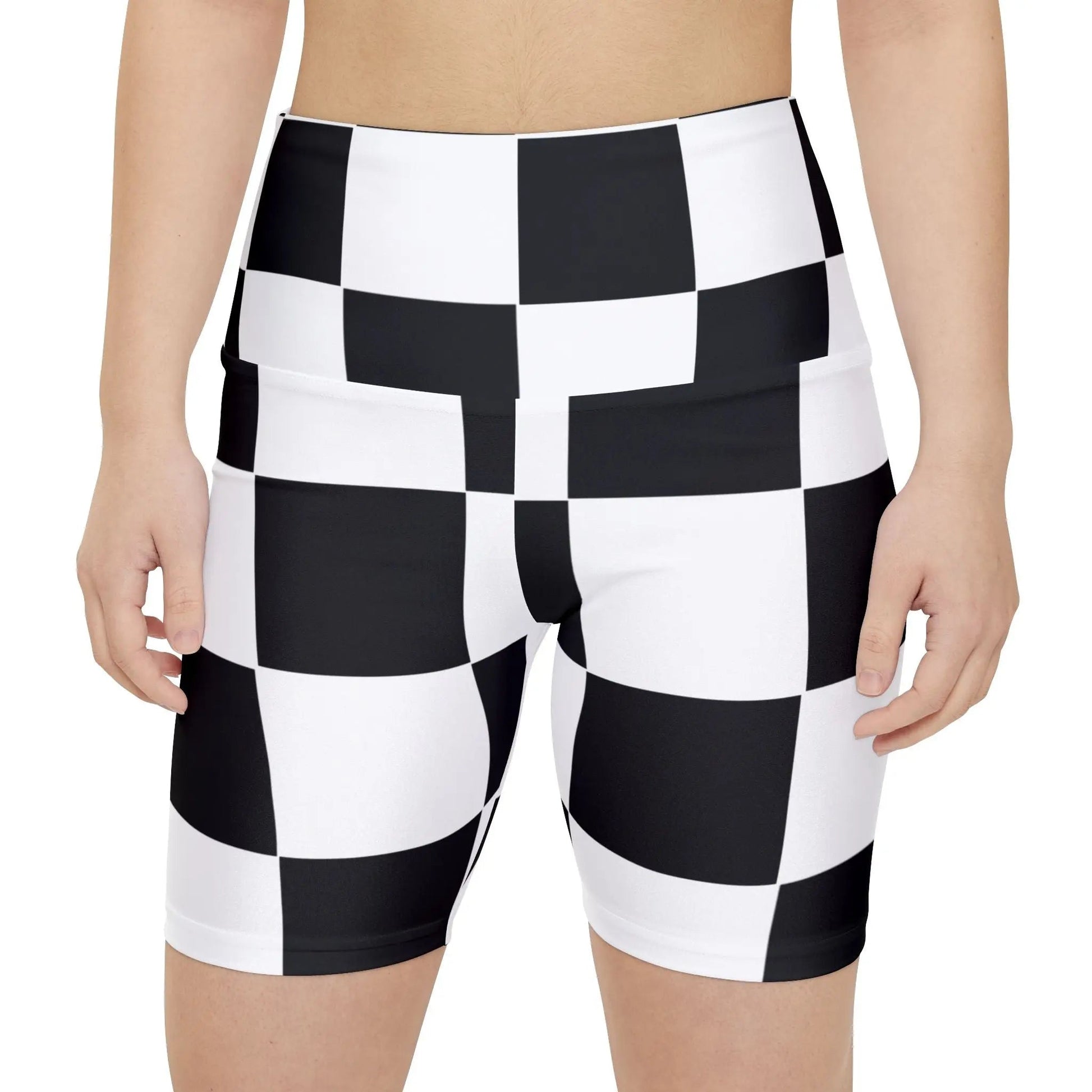 Checkered Women’s Workout Shorts - Stylish and Functional Activewear - Ormond Beach Boutique