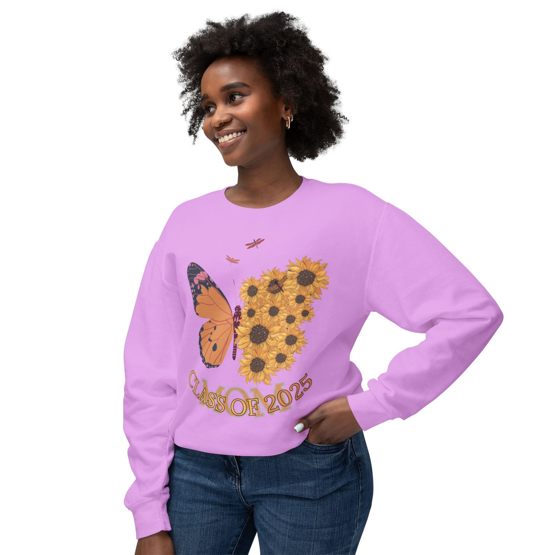 CLASS of 2025 Butterfly & Sunflower Unisex Lightweight Crewneck Sweatshirt - Ormond Beach Boutique