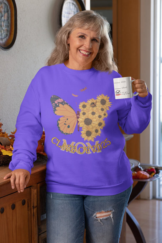 CLASS of 2025 Butterfly & Sunflower Unisex Lightweight Crewneck Sweatshirt - Ormond Beach Boutique