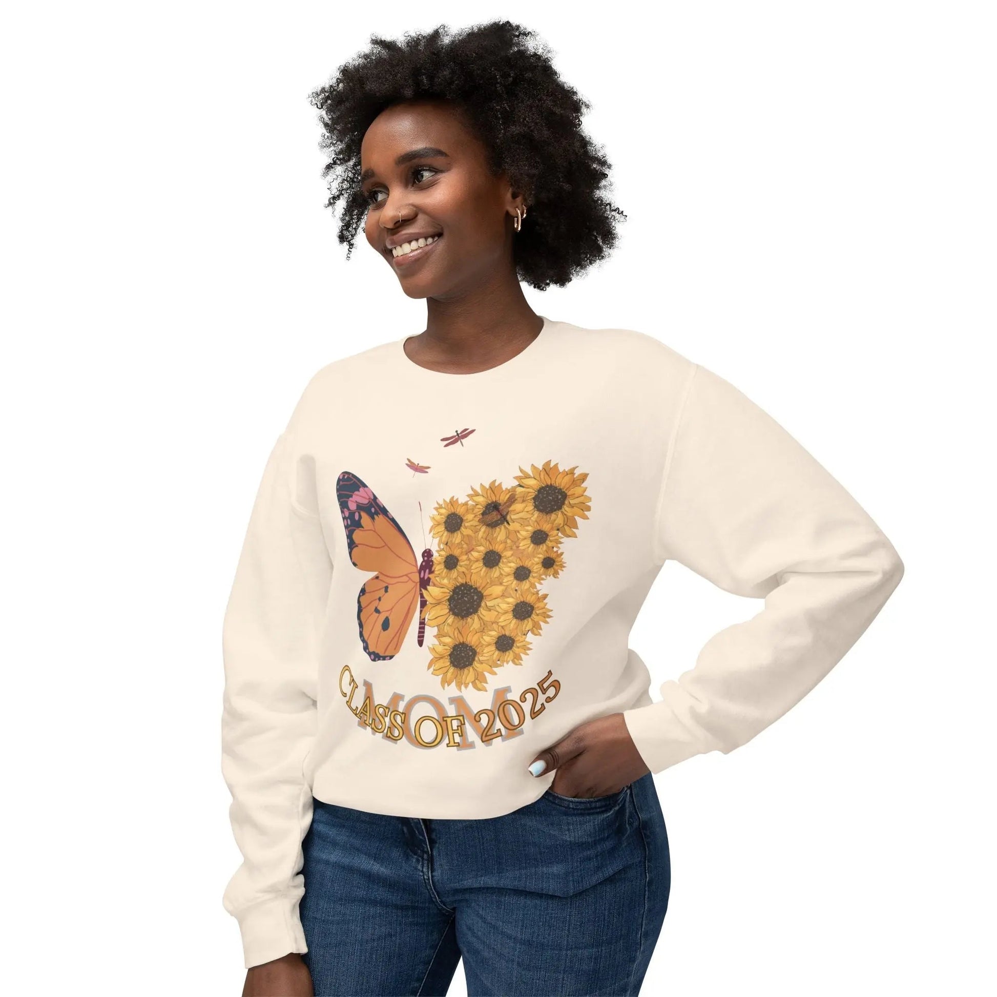 CLASS of 2025 Butterfly & Sunflower Unisex Lightweight Crewneck Sweatshirt - Ormond Beach Boutique