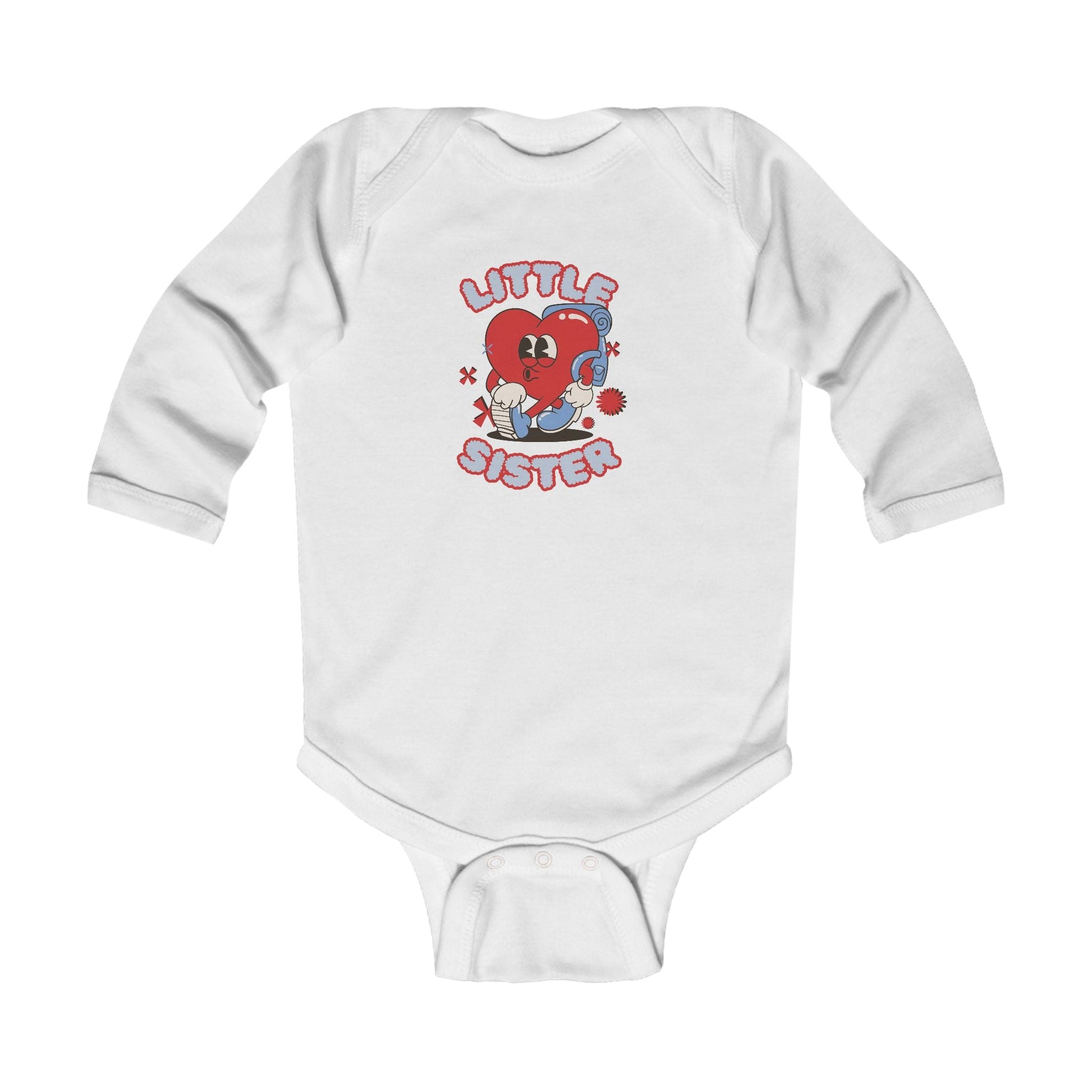 Cute Infant Long Sleeve Bodysuit – 'Little Sister' Design for Newborns - Ormond Beach Boutique