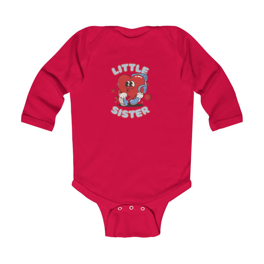 Cute Infant Long Sleeve Bodysuit – 'Little Sister' Design for Newborns - Ormond Beach Boutique