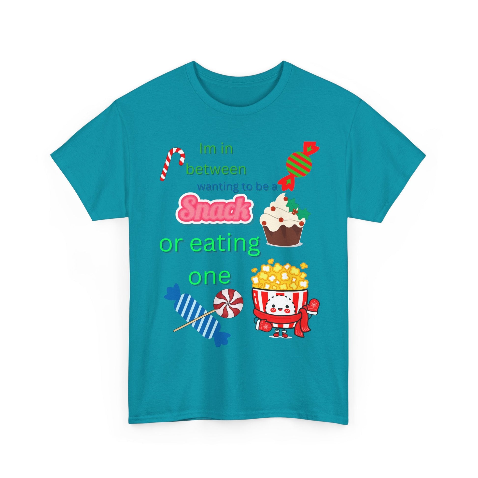 Cute Unisex Snack Lover Tee - 'Im in between wanting to be a Snack or eating one' - Ormond Beach Boutique