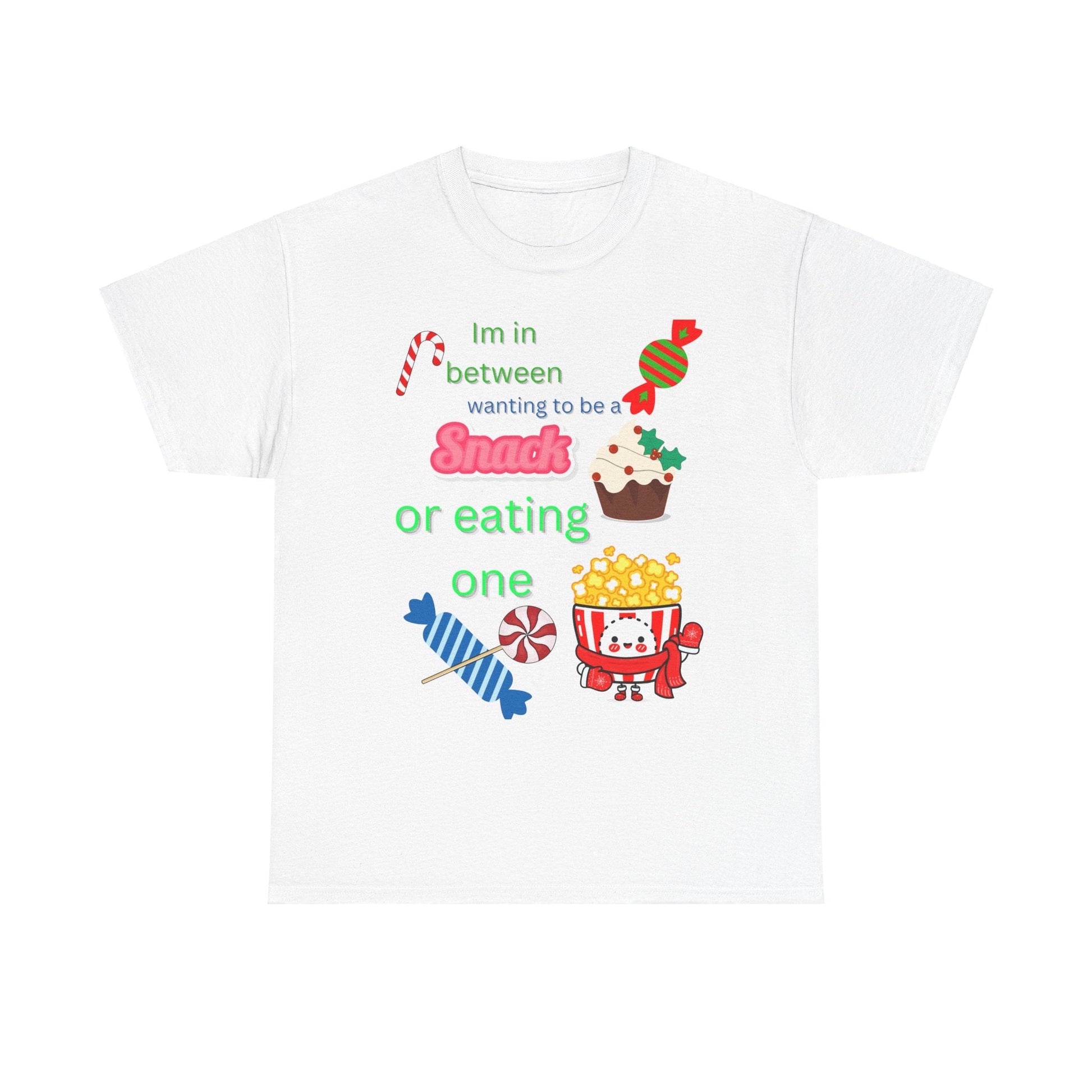 Cute Unisex Snack Lover Tee - 'Im in between wanting to be a Snack or eating one' - Ormond Beach Boutique