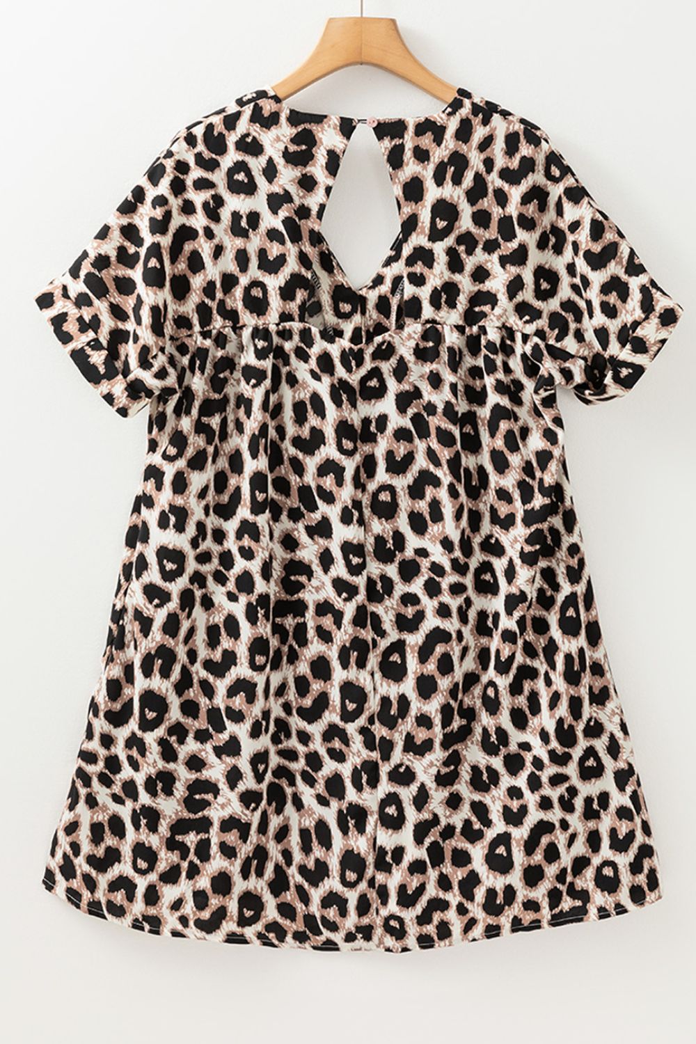 Cutout Back Leopard V - Neck Short Sleeve Mini Dress - Ormond Beach Boutique