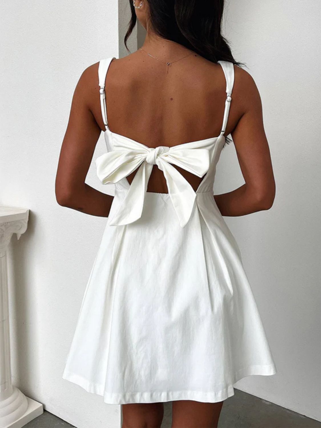 Devine Bow Back Square Neck Mini Dress - Ormond Beach Boutique