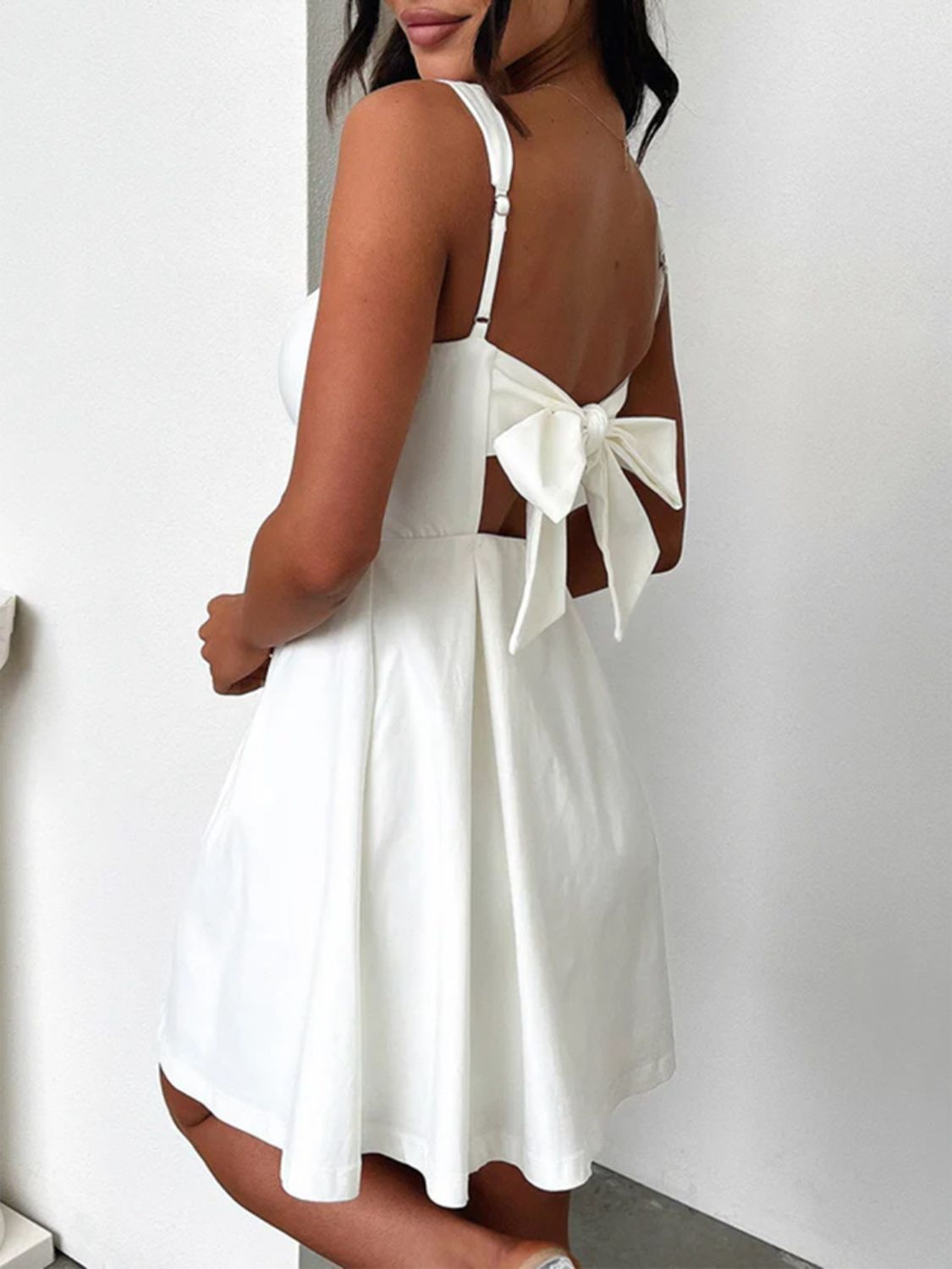 Devine Bow Back Square Neck Mini Dress - Ormond Beach Boutique