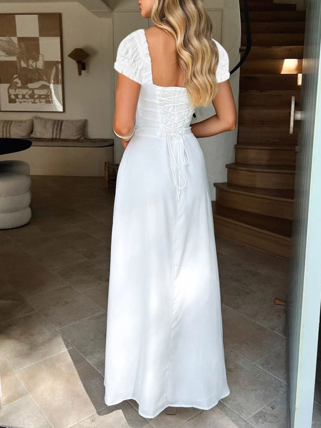 Devine Sweetheart Neck Short Sleeve Maxi Dress - Ormond Beach Boutique