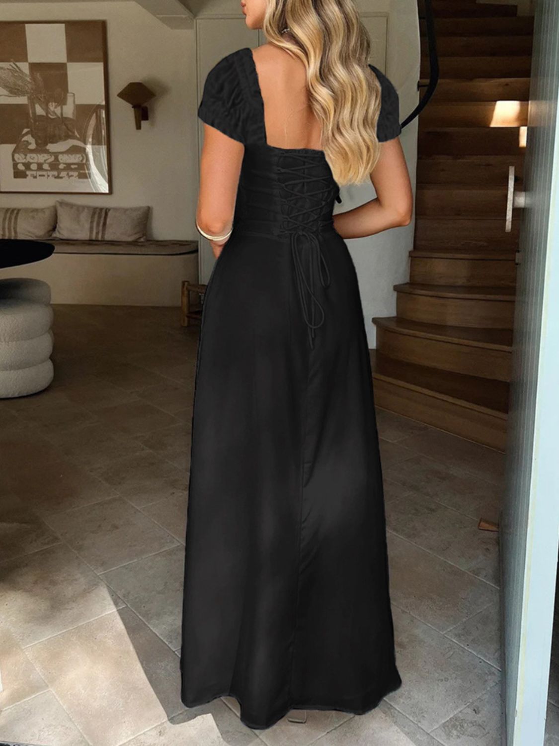 Devine Sweetheart Neck Short Sleeve Maxi Dress - Ormond Beach Boutique