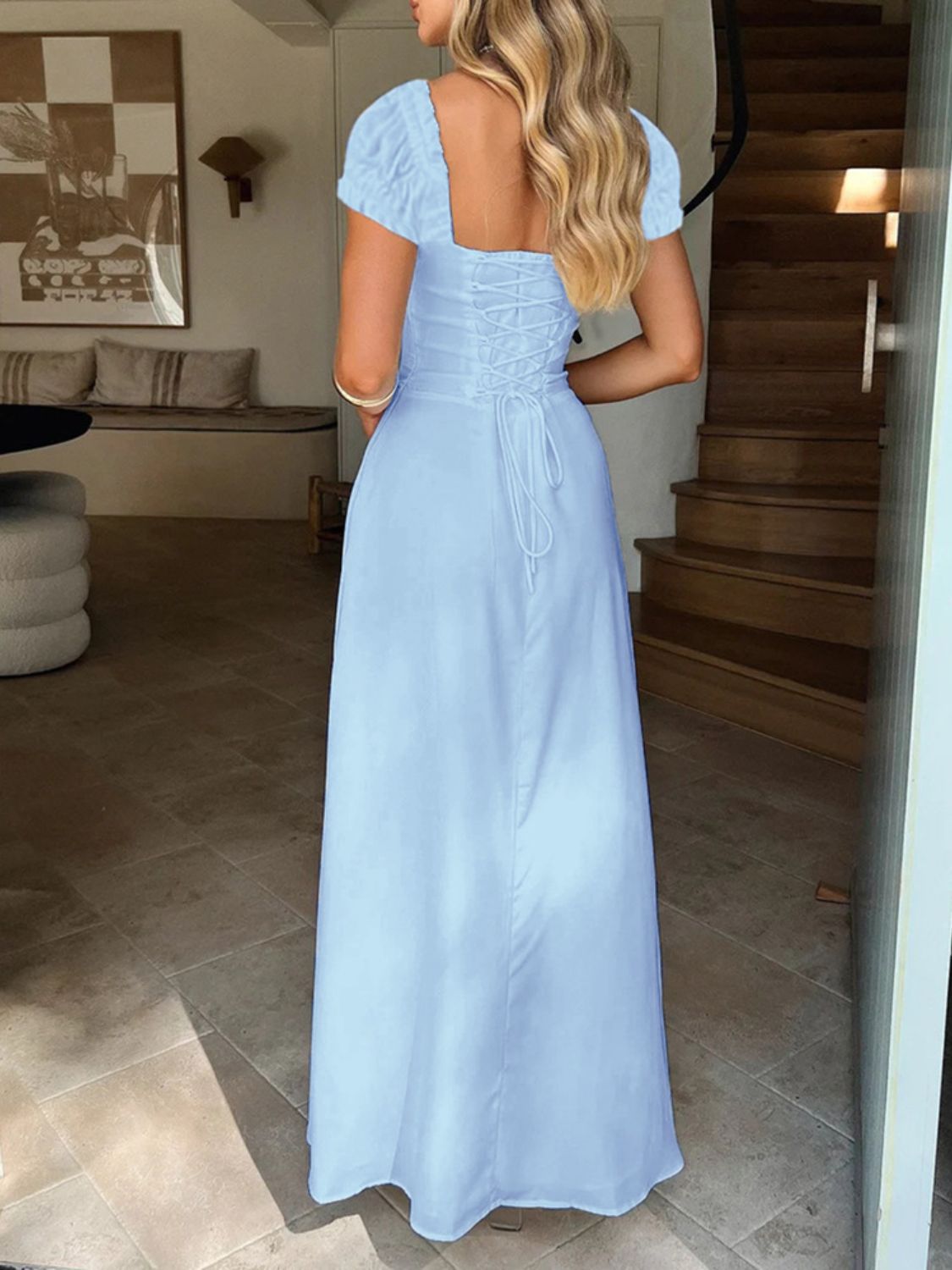 Devine Sweetheart Neck Short Sleeve Maxi Dress - Ormond Beach Boutique