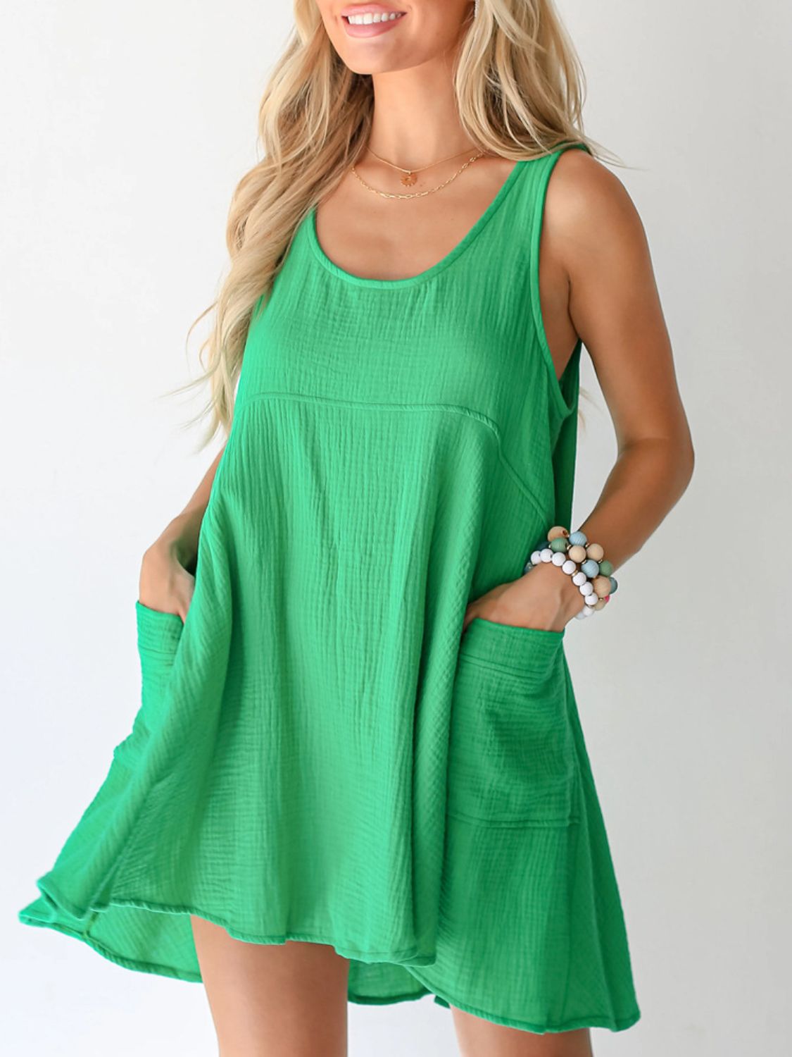 Devine Tied Scoop Neck Wide Strap Mini Dress - Ormond Beach Boutique