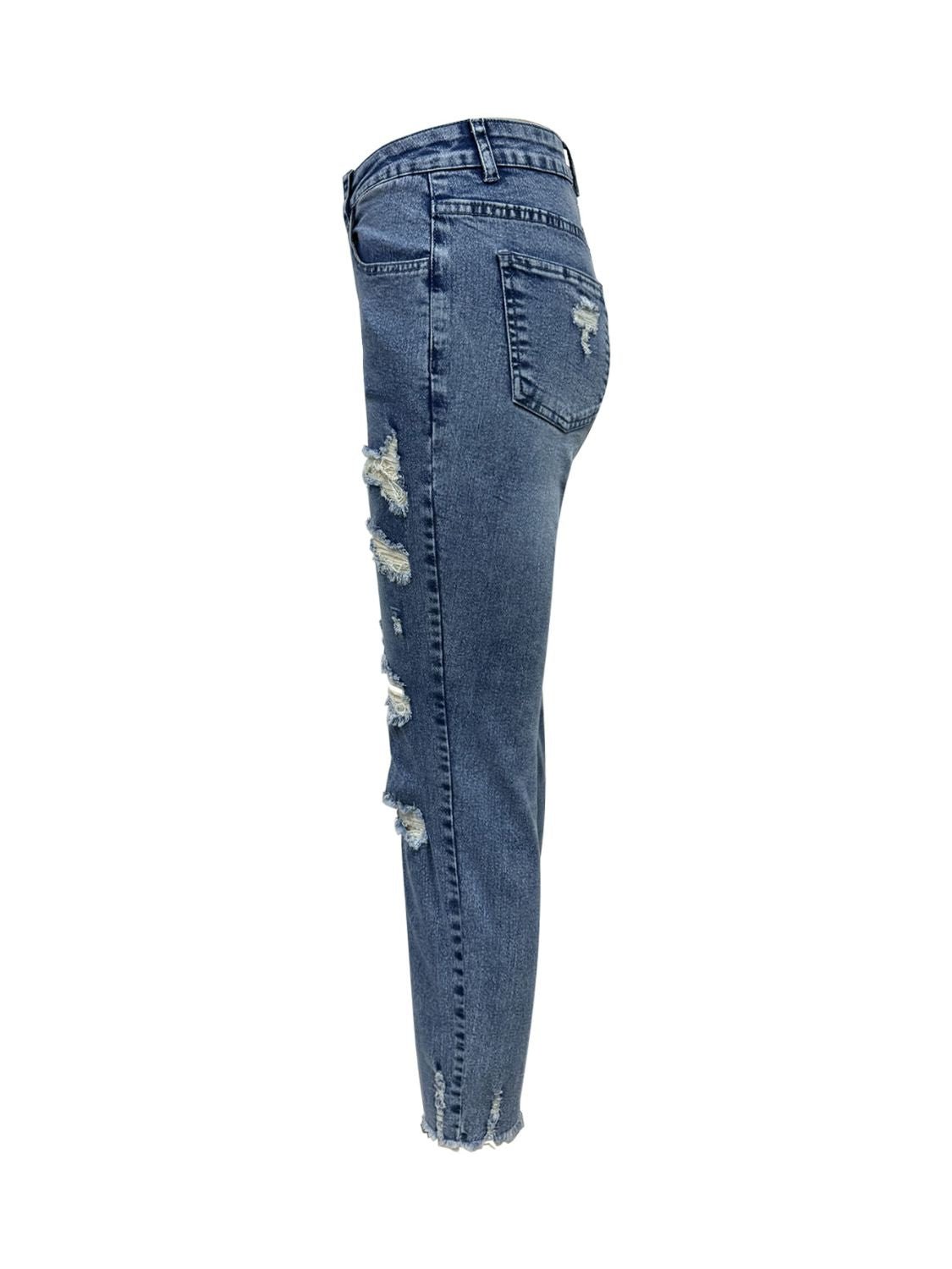 Distressed Raw Hem Jeans with Pockets - Ormond Beach Boutique