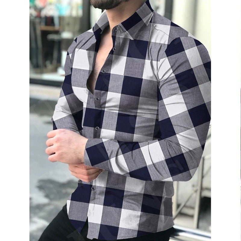 European And American Men's Long - sleeved Shirt Printing - Ormond Beach Boutique