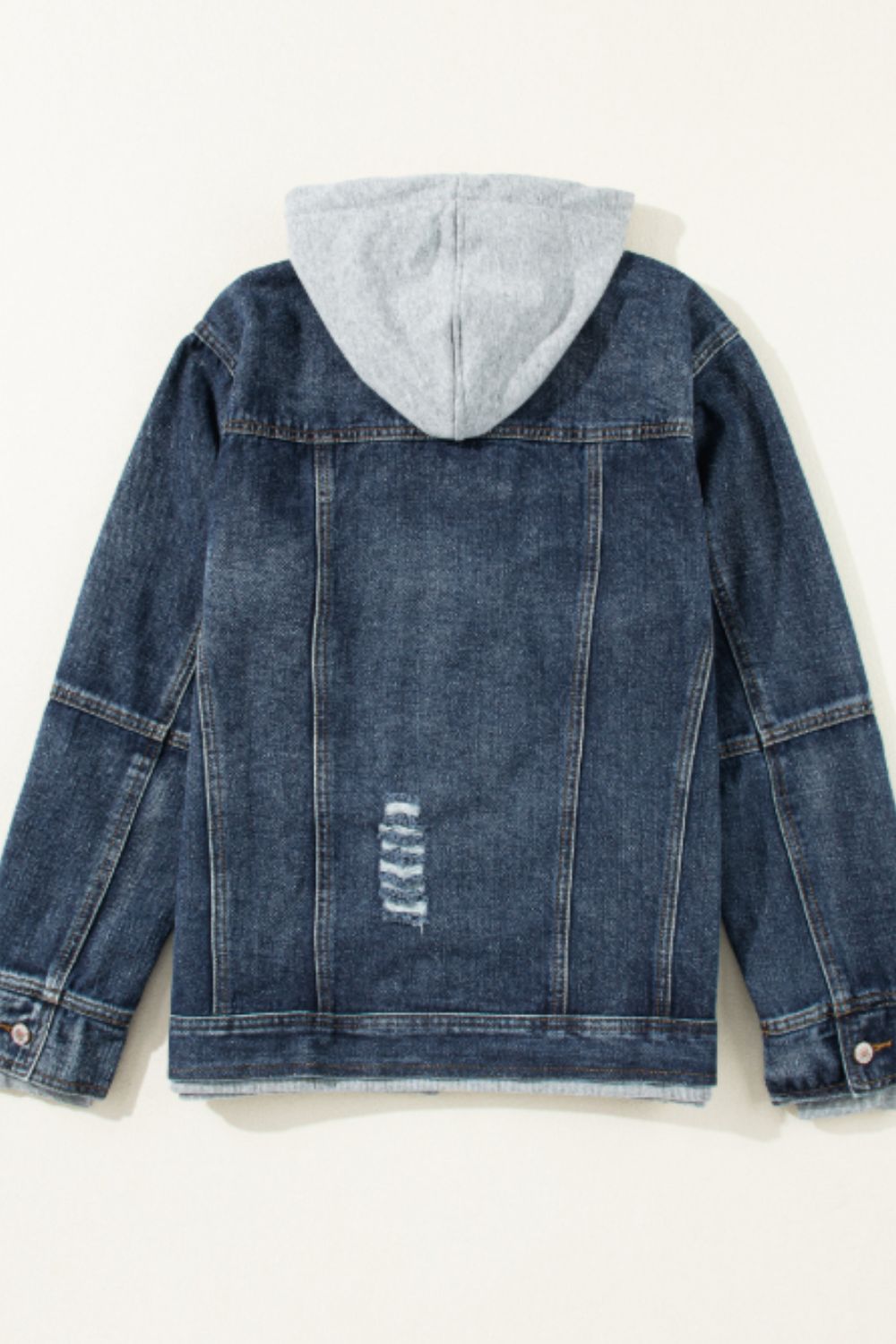 Fake Two - Piece Hooded Zip - Up Denim Jacket - Ormond Beach Boutique