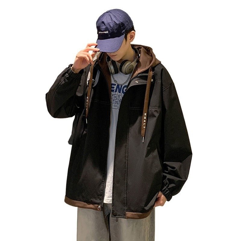 Fake Two - pieces Coats Men's Spring And Autumn Hooded All - matching Jacket - Ormond Beach Boutique