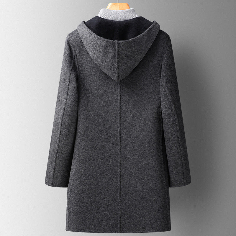 Fall Winter Hooded Double - sided Wear Wool Overcoat Men's Mid - length - Ormond Beach Boutique