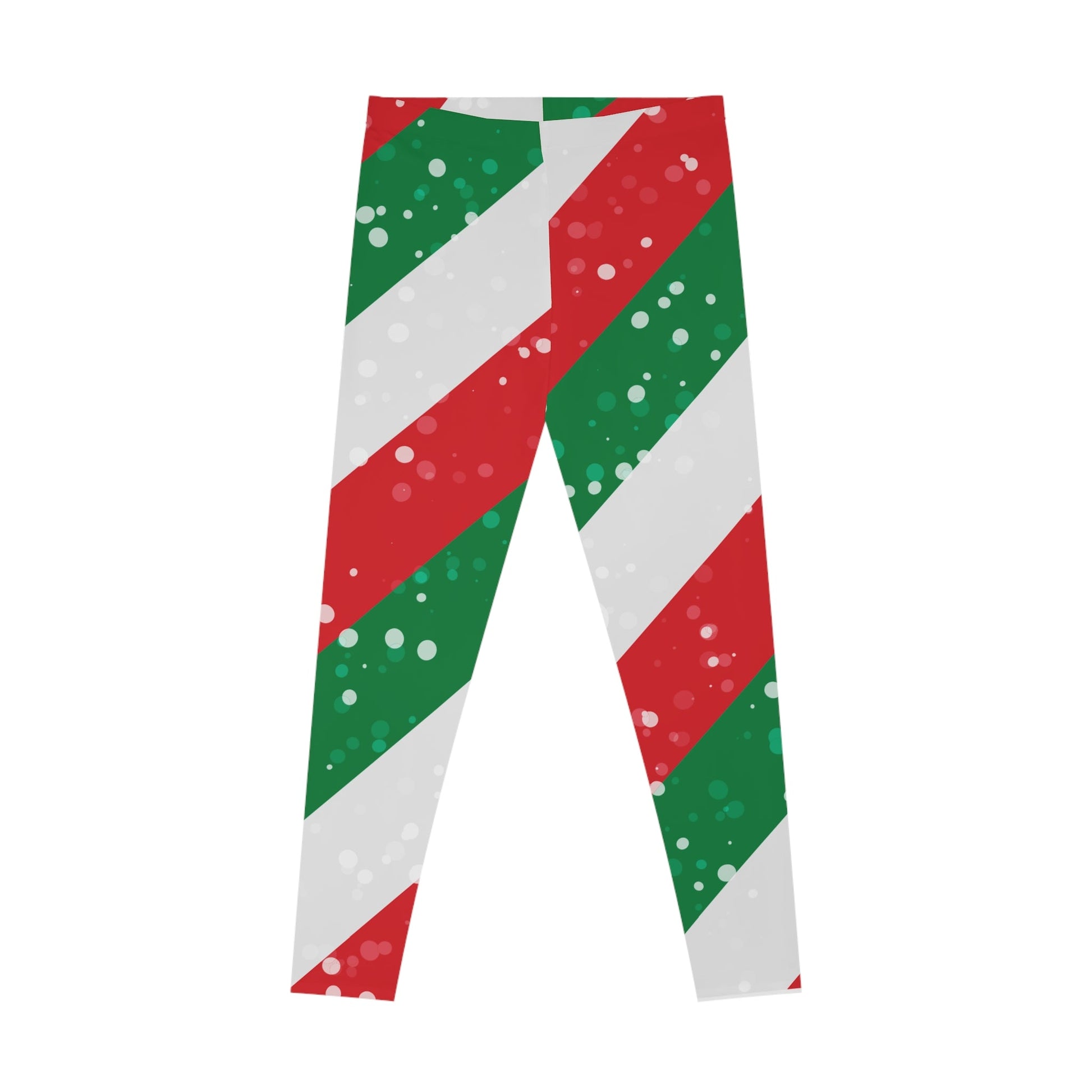 Festive Holiday Stretchy Leggings - Christmas Stripes Design - Ormond Beach Boutique