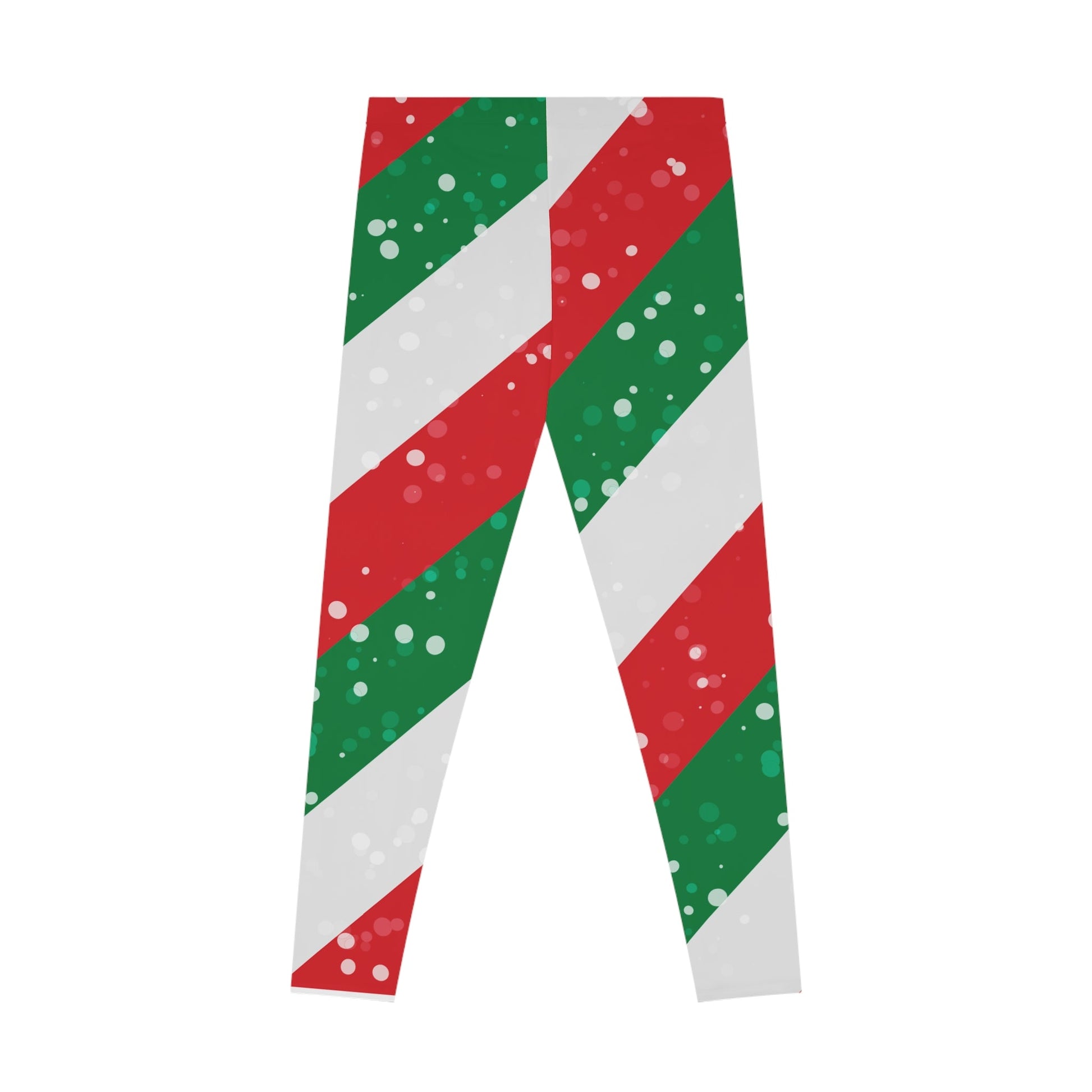 Festive Holiday Stretchy Leggings - Christmas Stripes Design - Ormond Beach Boutique