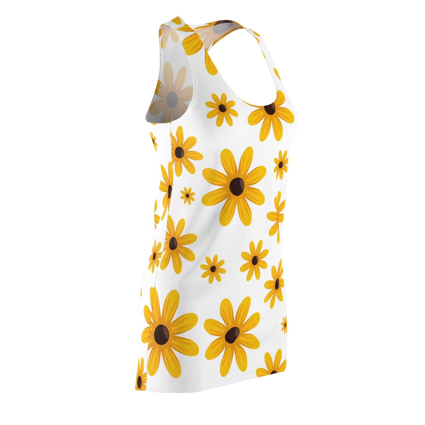 Floral Summer Racerback Dress - Cute Yellow Flower Print for Women - Ormond Beach Boutique