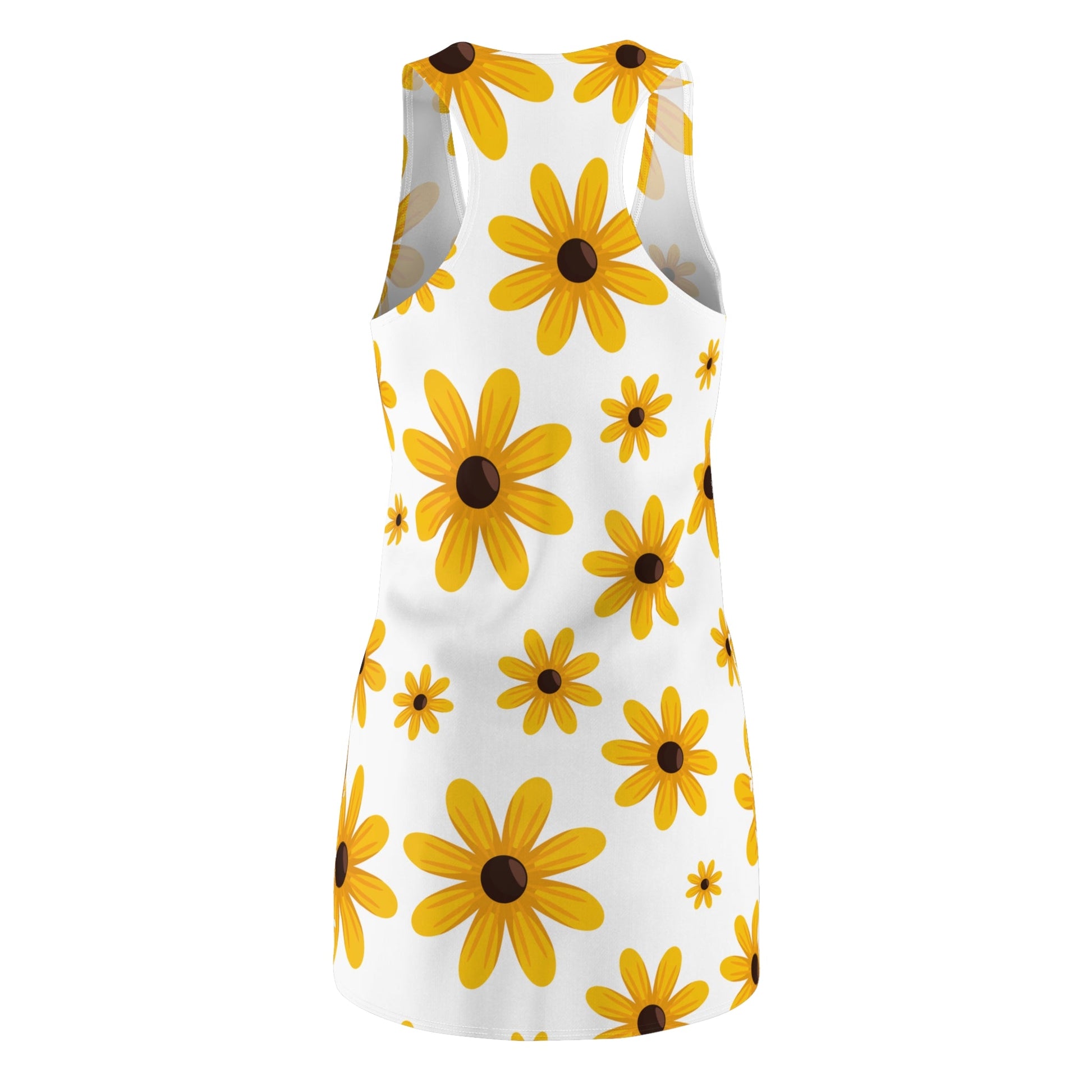 Floral Summer Racerback Dress - Cute Yellow Flower Print for Women - Ormond Beach Boutique