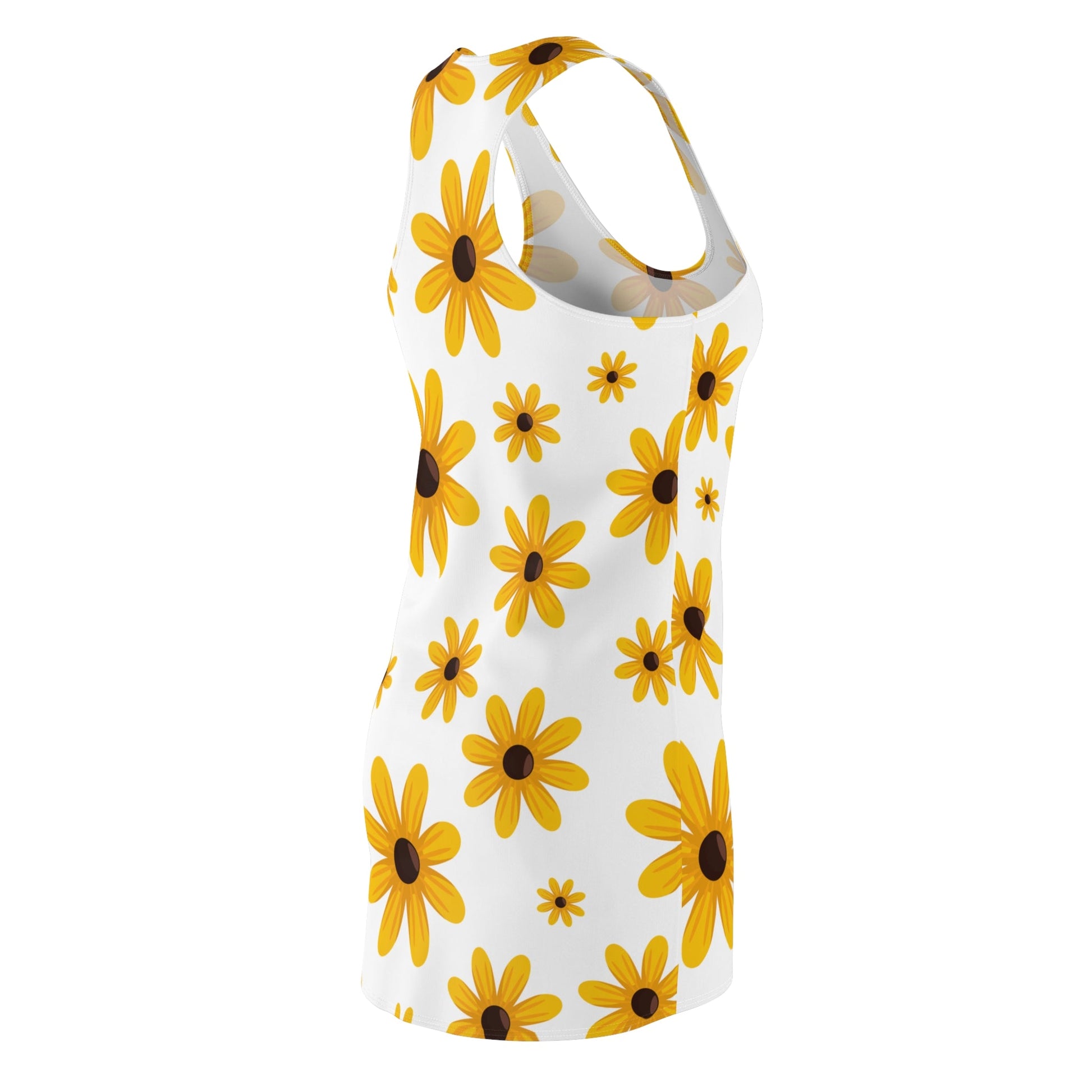 Floral Summer Racerback Dress - Cute Yellow Flower Print for Women - Ormond Beach Boutique