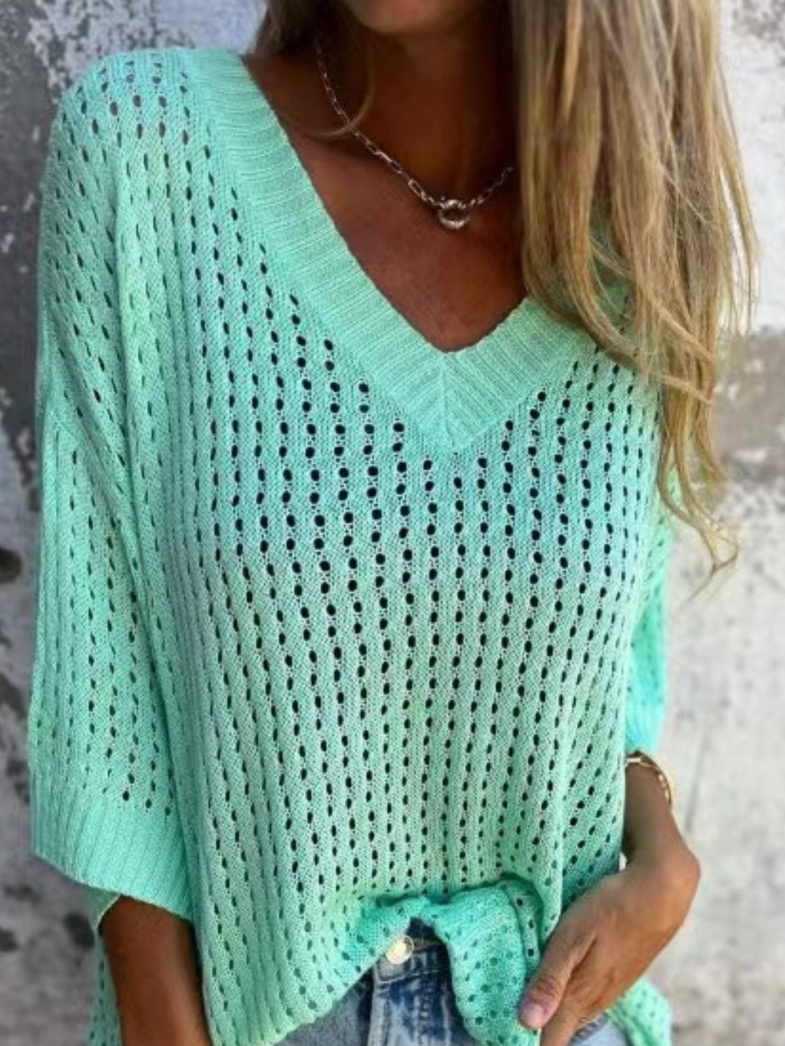 Full Size Openwork V - Neck Knit Cover Up Plus Size - Ormond Beach BoutiqueTrendsiOrmond Beach Boutique2eddfcdd - addf - 49fe - 863c - 85d392431820 - Max100100012351080100100012351080Tiffany BlueM