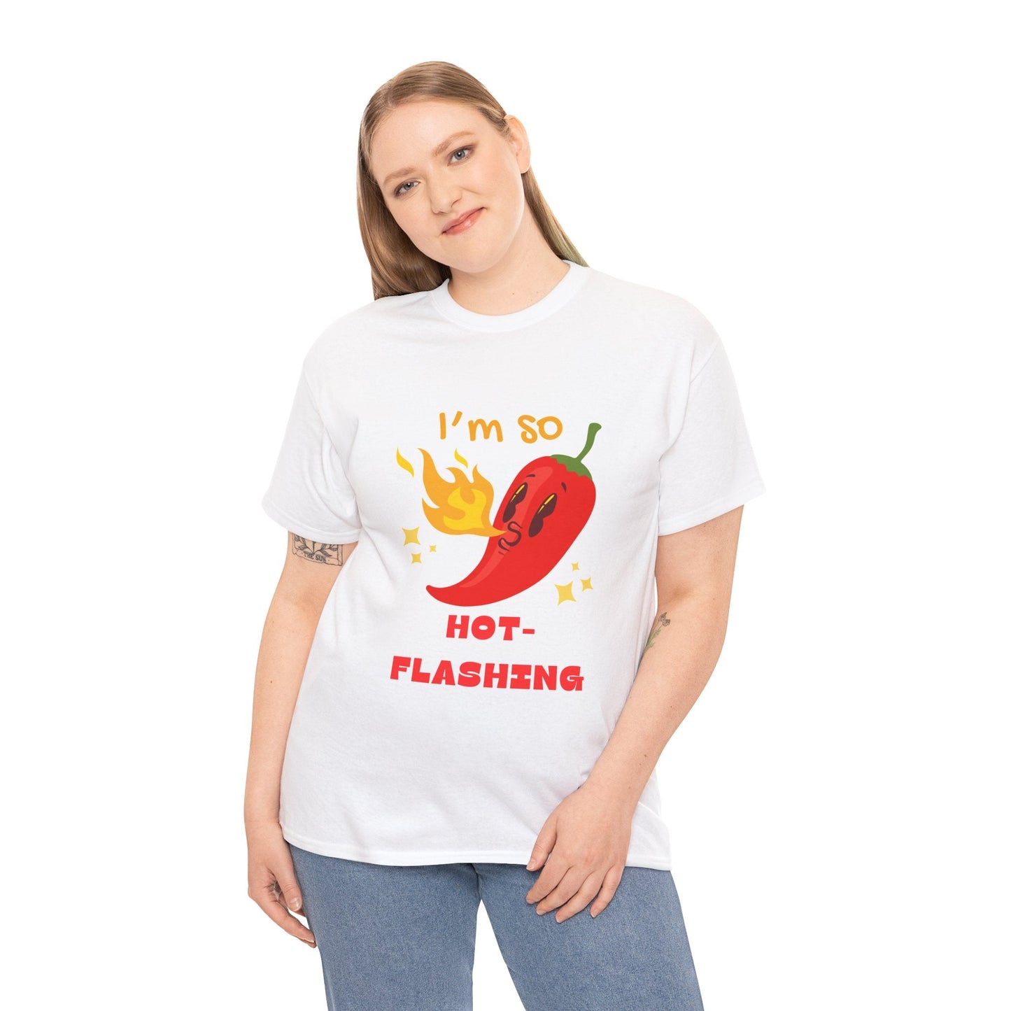 Fun Chili Pepper Graphic Tee - "I'm So Hot Flashing" Unisex Cotton T-Shirt - Ormond Beach Boutique