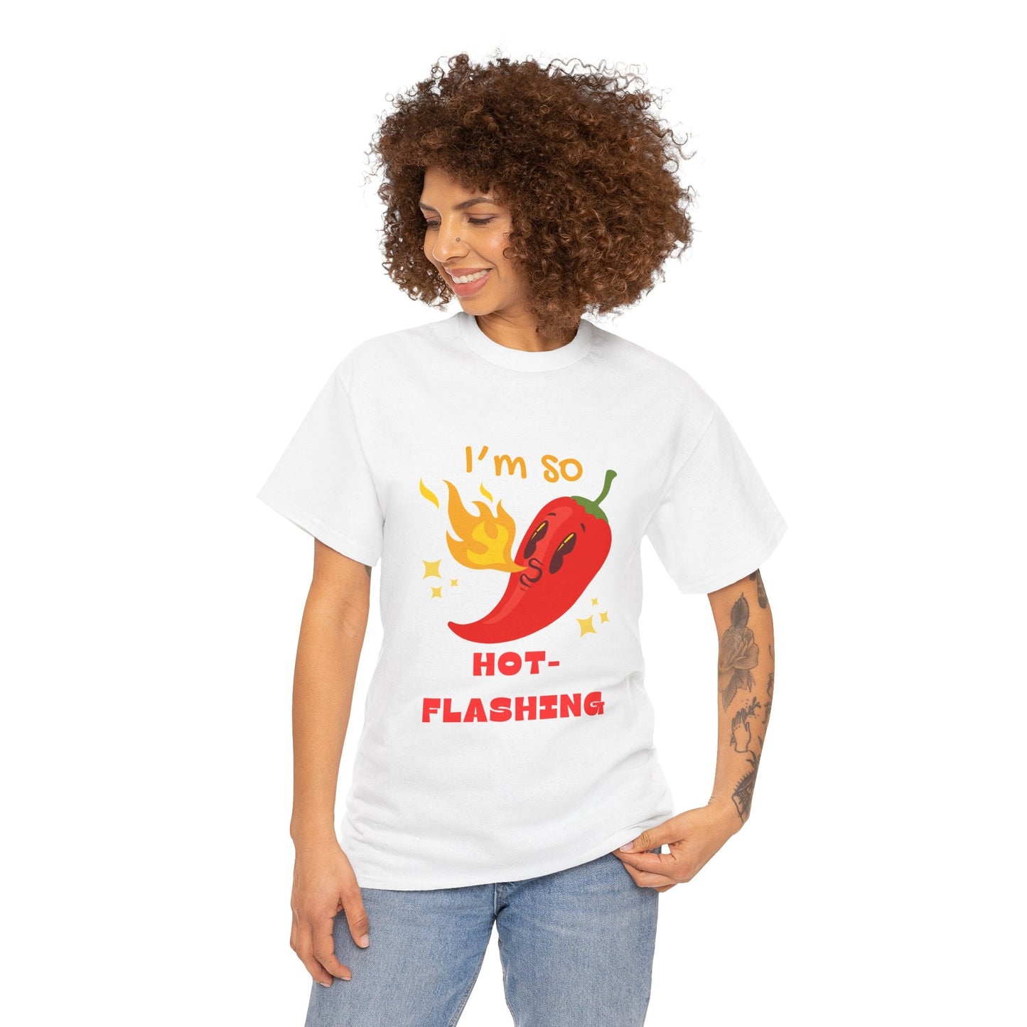 Fun Chili Pepper Graphic Tee - "I'm So Hot Flashing" Unisex Cotton T-Shirt - Ormond Beach Boutique