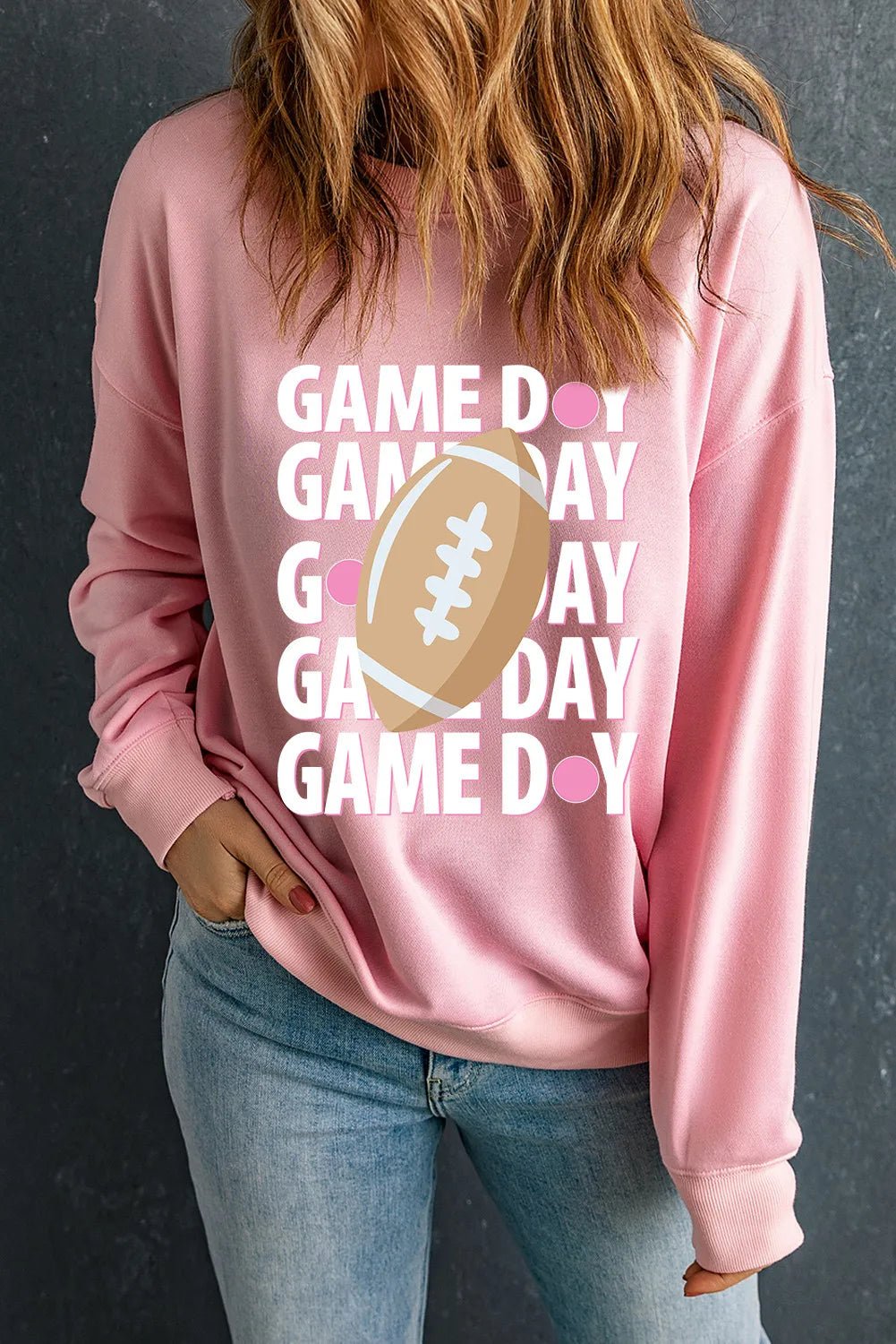 GAME DAY Round Neck Long Sleeve Sweatshirt - Ormond Beach Boutique