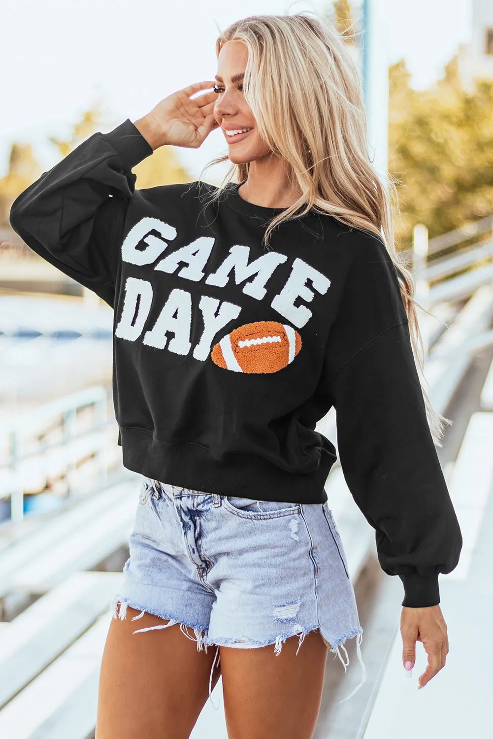 GAME DAY Round Neck Long Sleeve Sweatshirt - Ormond Beach Boutique