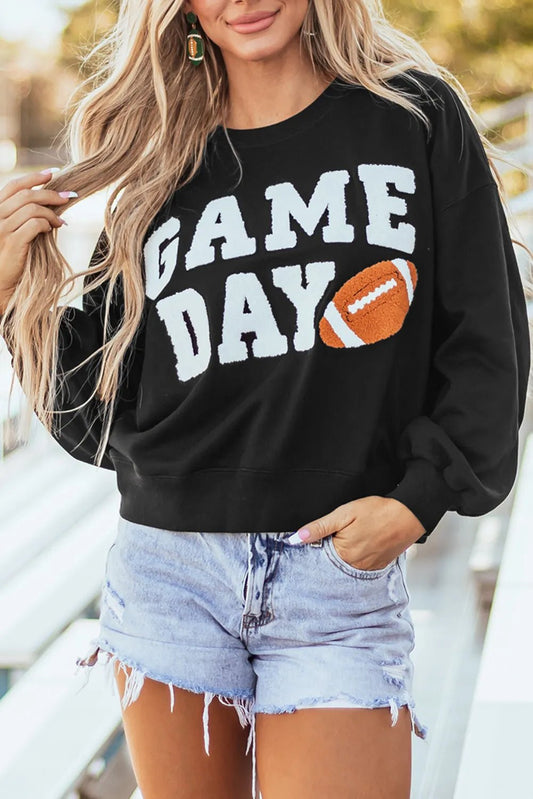 GAME DAY Round Neck Long Sleeve Sweatshirt - Ormond Beach Boutique