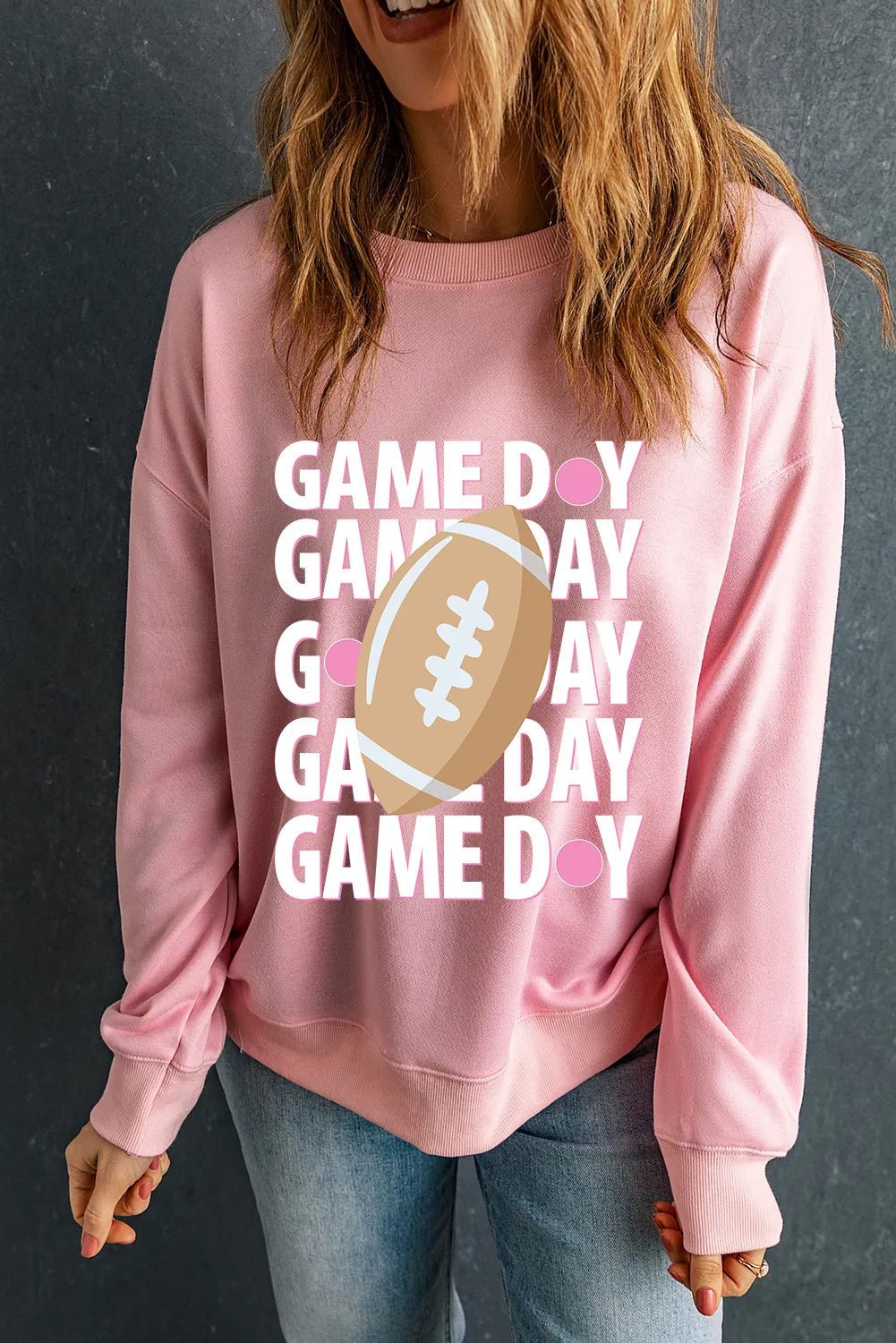 GAME DAY Round Neck Long Sleeve Sweatshirt - Ormond Beach Boutique