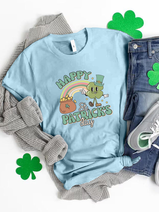 HAPPY ST PATRICK'S DAY Round Neck T-Shirt - Ormond Beach Boutique