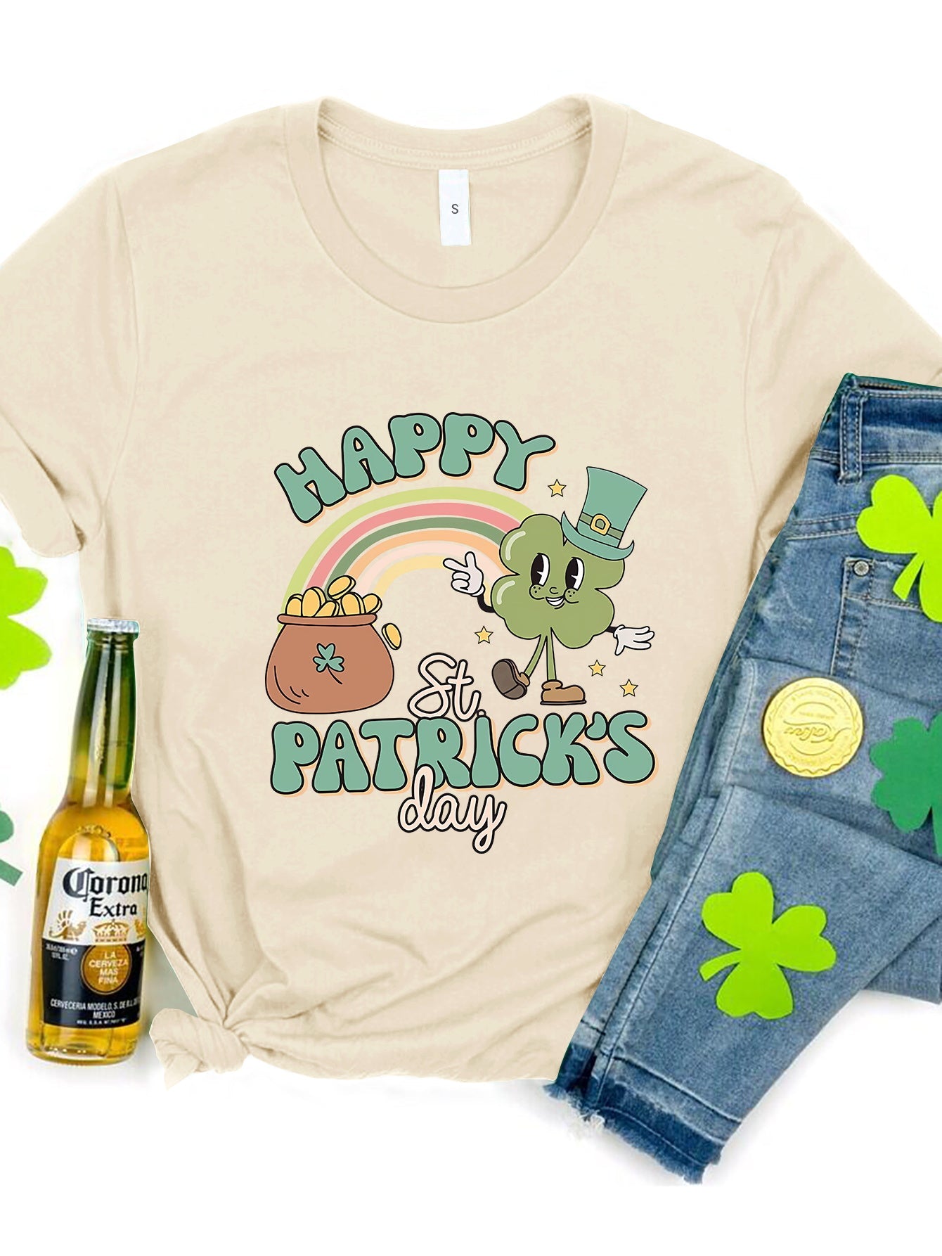 HAPPY ST PATRICK'S DAY Round Neck T-Shirt - Ormond Beach Boutique